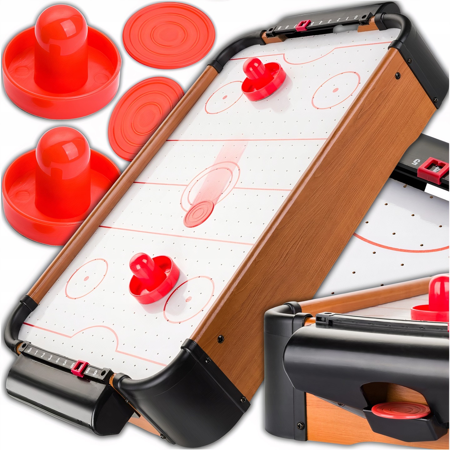 TEMU Cyber Hockey Table For Kids As A Gift, Wooden Xxl Mini Air Hockey Table With Airflow .5v Battery Powered 6×aapcv Dimensions 34 × 22 × 6 Cm Set