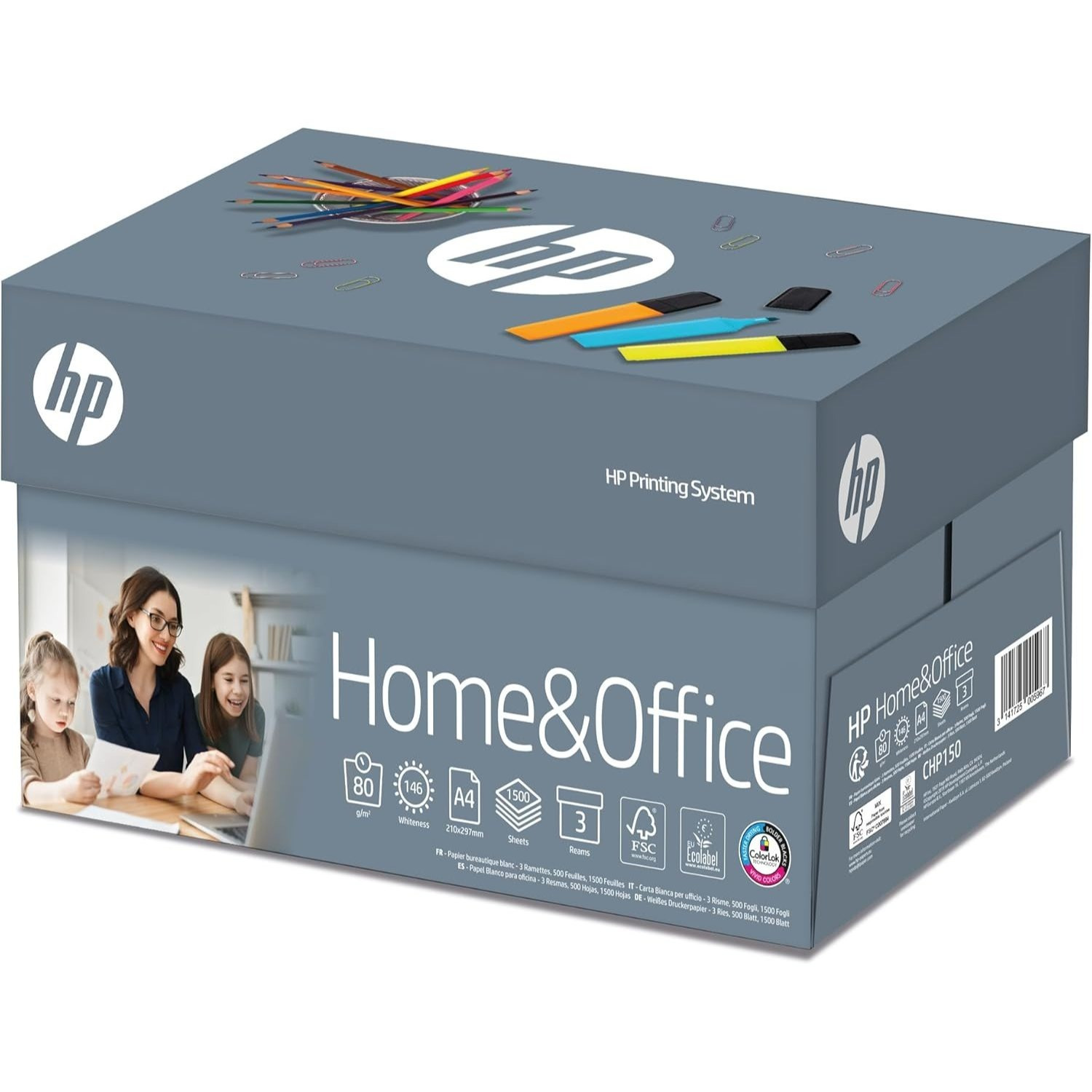 E-shop HP - 1.500 Blatt - CHP150 - - DIN A4 - 80g - Weiß - für Zuhause und Büro - 3 x 500 Blatt