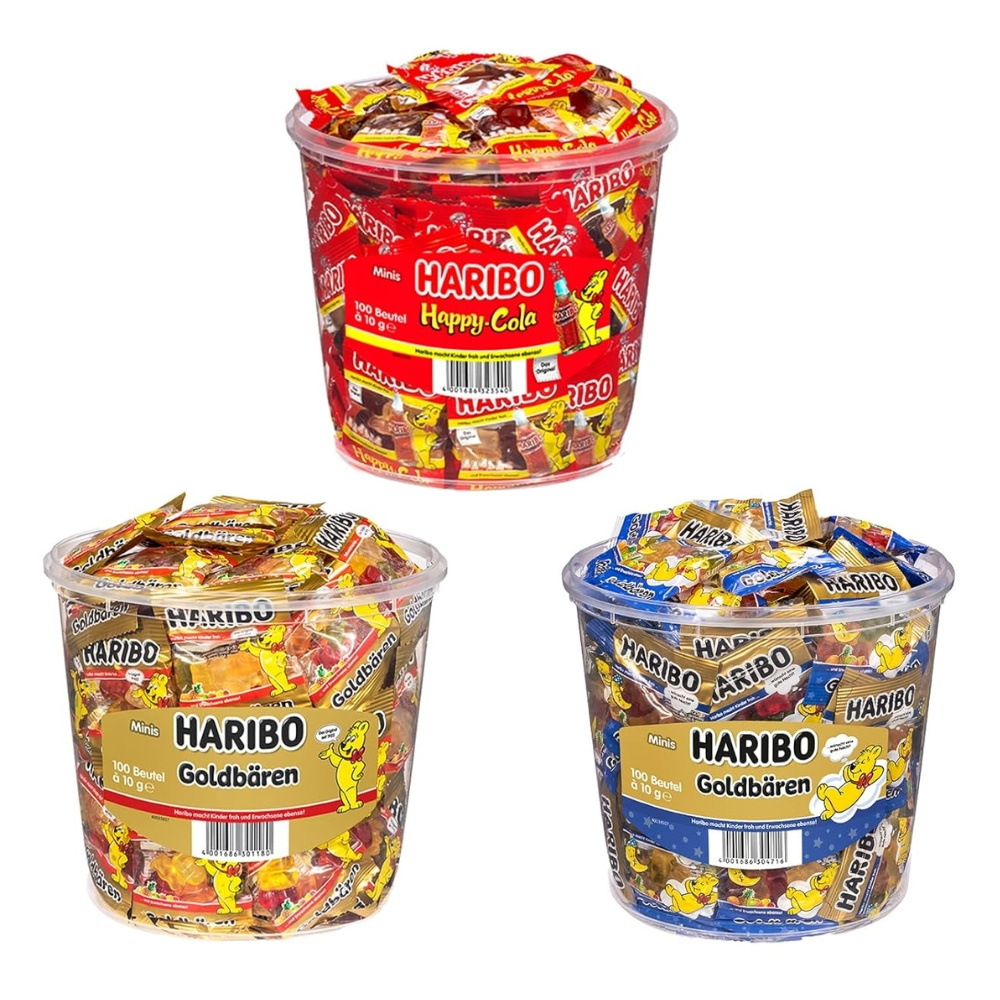 E-shop Haribo Mischpaket Minibeutel 1x Goldbären + 1x Gute Nacht + 1x Cola als Set für Freunde Party oder Büro Kinder Geburtstag Süßigkeiten