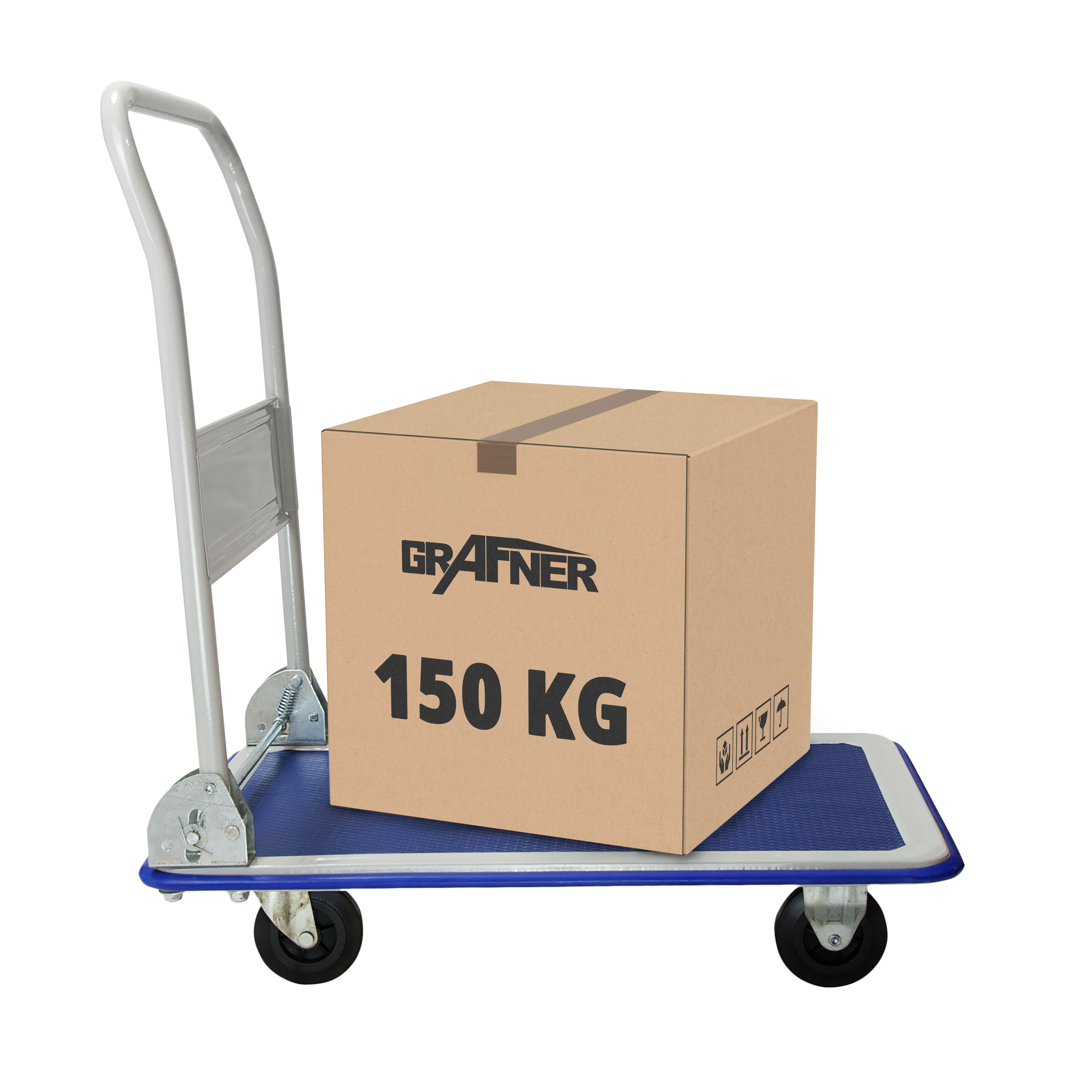 E-shop Industrie Plattformwagen mit pannensicheren Reifen, , 150 kg Tragkraft, Antirutsch-Beschichtung und gummierter Kantenschutz, große Ladefläche 47