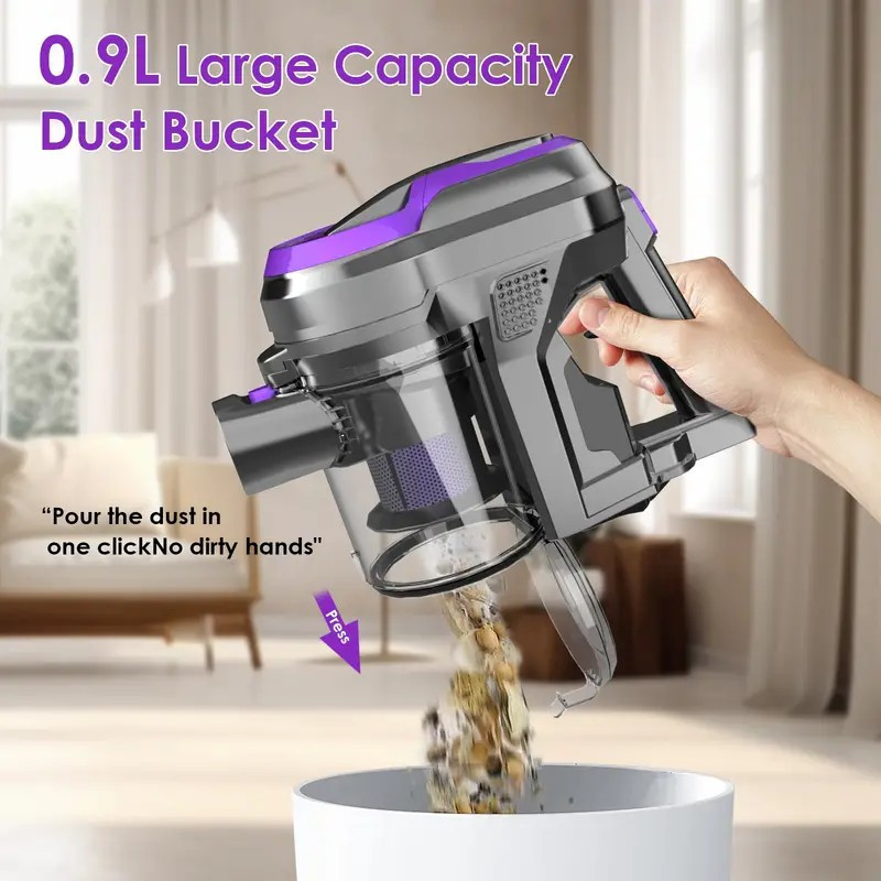 55Min Cordless Vacuum Cleaner, 4*HEPA Stick Vacuum with 5-layer Filtration System, Vacuum Cleaner Cordless Powerful with Anti-Tangle Brush for Hardwood Floor/Carpet/Pet Hair, Perfect for Men's, Women's, Dad's, Mother's, and Husband'S Gifts, Anniversary, and Birthday Gifts