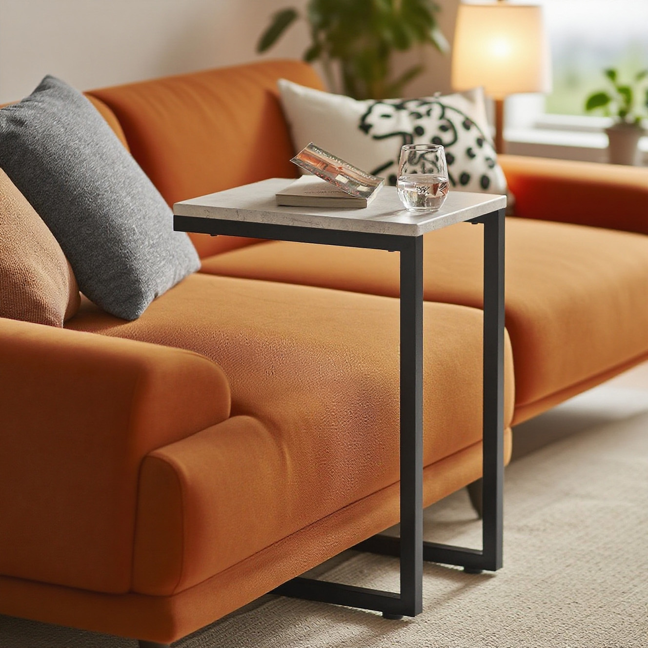 Image of 1-piece Modern Side Table - Low Coffee Table For Living Room, Sofa End Table, 40x30x60 Cm, Black & Gray - Gcu55-ih