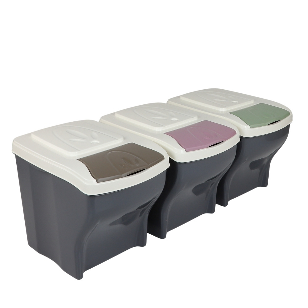 Trash Can 3 Compartments Kitchen Cabinet Waste System 3-part Trash Can Kitchen Trash Separator Stackable Kitchen Trash Can Kitchen Trash Can Waste Sorter 3 X