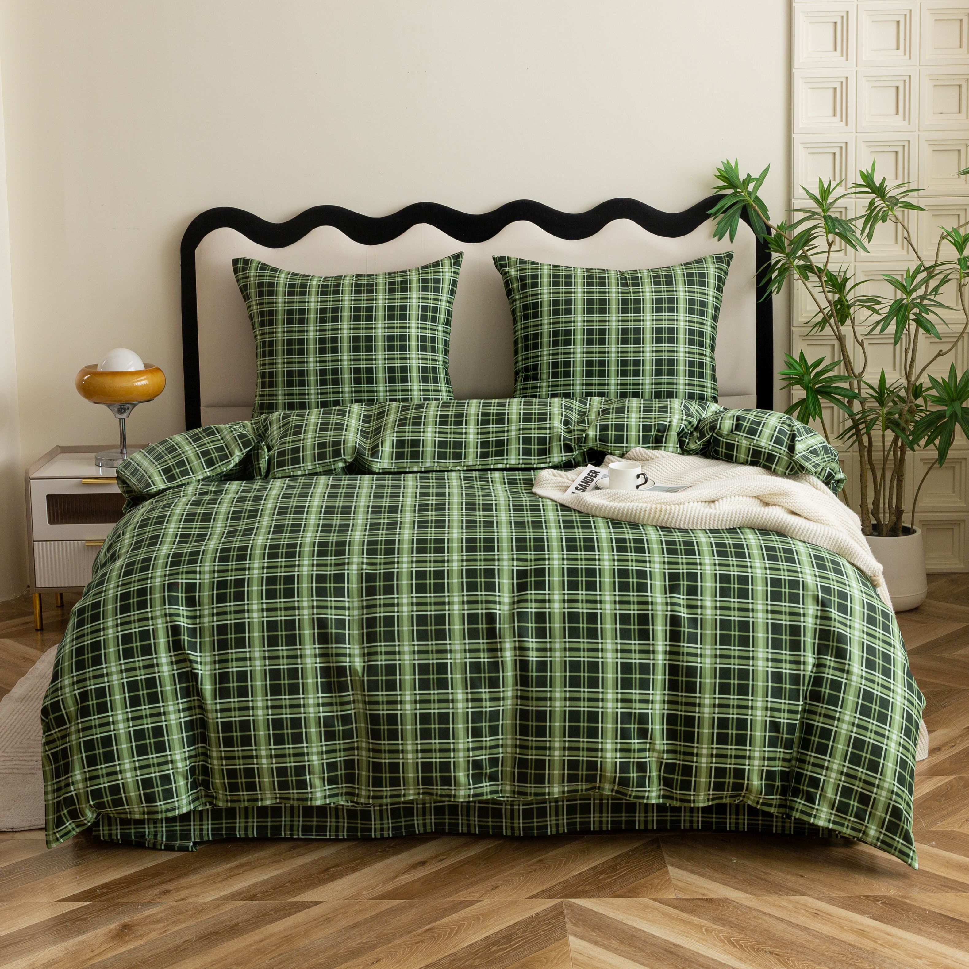 TEMU Parure de lit dans une couleur tendance pour transformer votre chambre ! : housse de couette + taies d'oreiller ( rembourrage). Tissu et