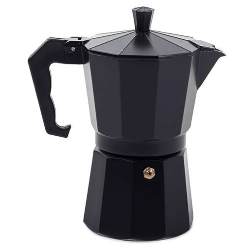 aluminum coffee maker 300ml 6 cups classic pressure espresso maker for durable and lightweight design compatible with gas and three part construction ground coffee filter ergonomic handle burn protection convenient brewing of in about glossy height 19cm home office or kitchen