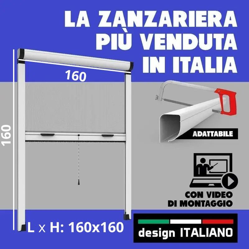TEMU Zanzariera a Rullo Riducibile fai da te in kit 160 x 160 col. per Finestra