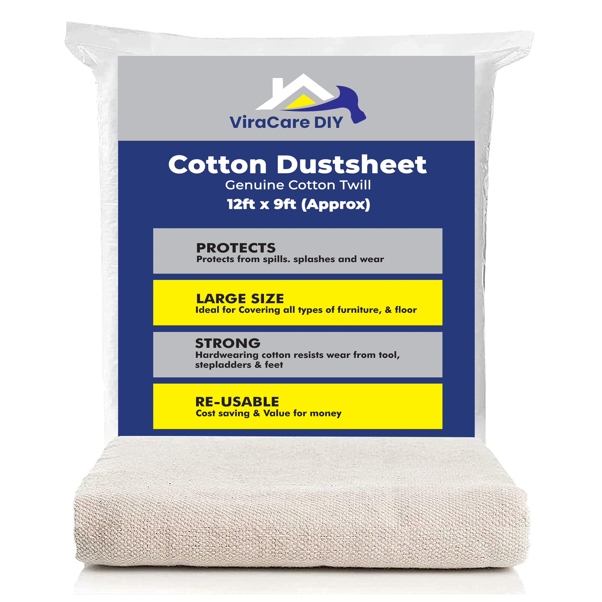 TEMU Dust Sheets 12'x9' (3.6mx2.7m) For Painting & Decorating | Paint Sheets | Drop Cloth | Painting & Paint Cover Sheets | Dust Sheets For Furniture