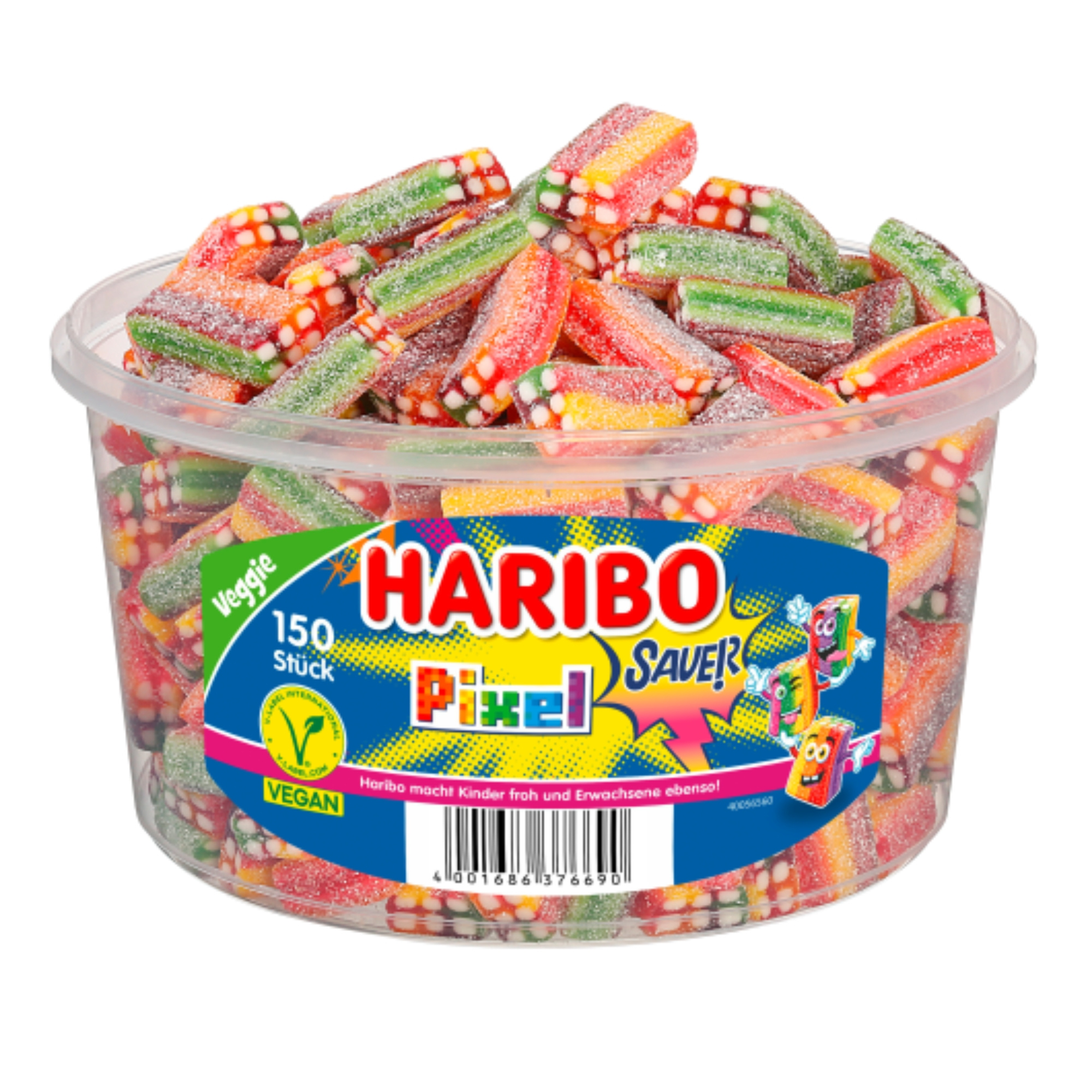 Haribo Pixel Sauer 1200g Can Of Fruit Gummy Candies