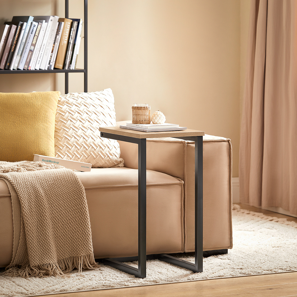 Side Table, Modern Coffee Table / Sofa Table For Living Room, 40x30x60 Cm Natural & Black Fbt44-n Sobuy