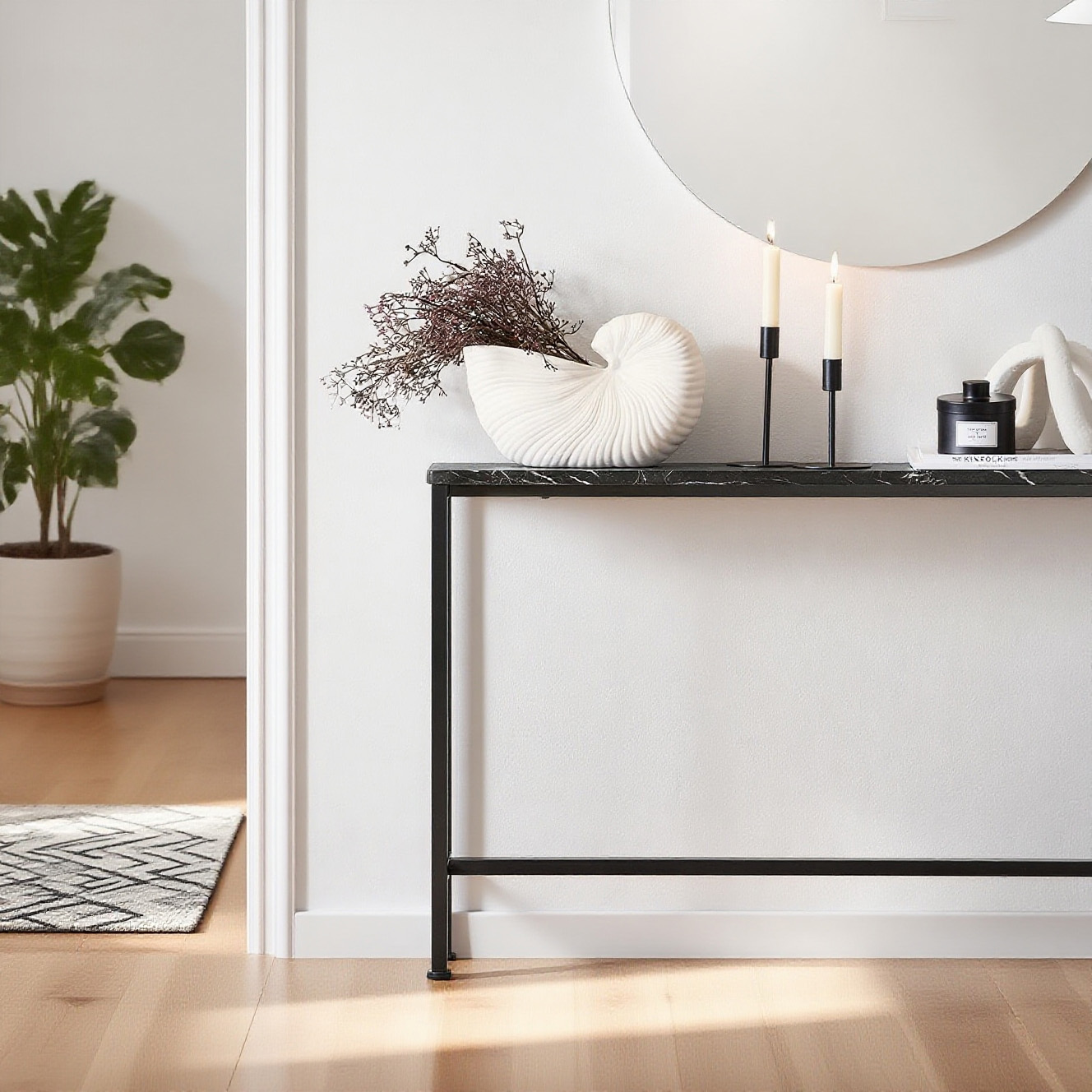 Console Table Narrow Hallway Table - Console Tables For Living Room, Metal Sideboard, Design - Ideal For Hallway Furniture, Office - Black, 120x65x20cm, Fsb19-sch