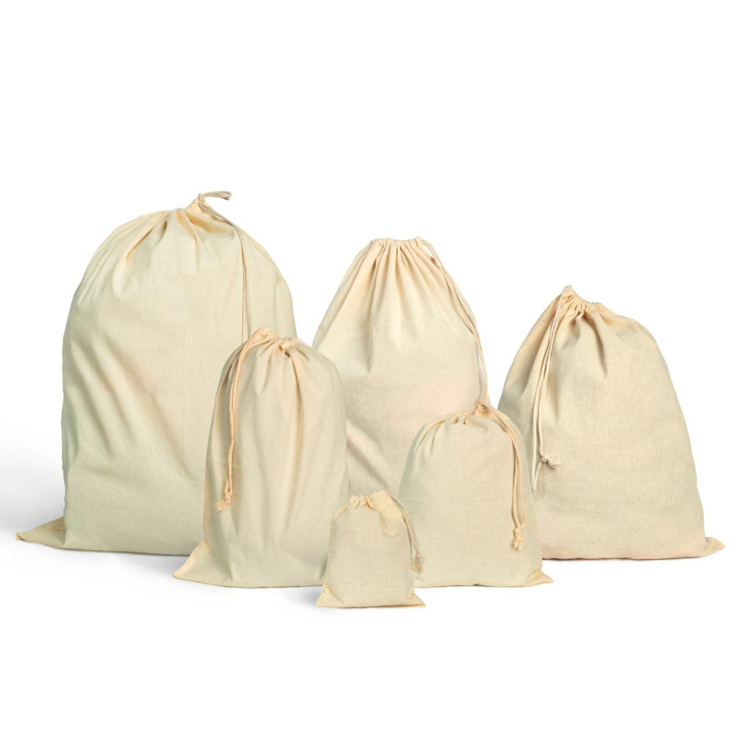 TEMU Bolsas de muselina reutilizables con cordón 100% algodón en 6 tamaños para lavandería, cocina y más