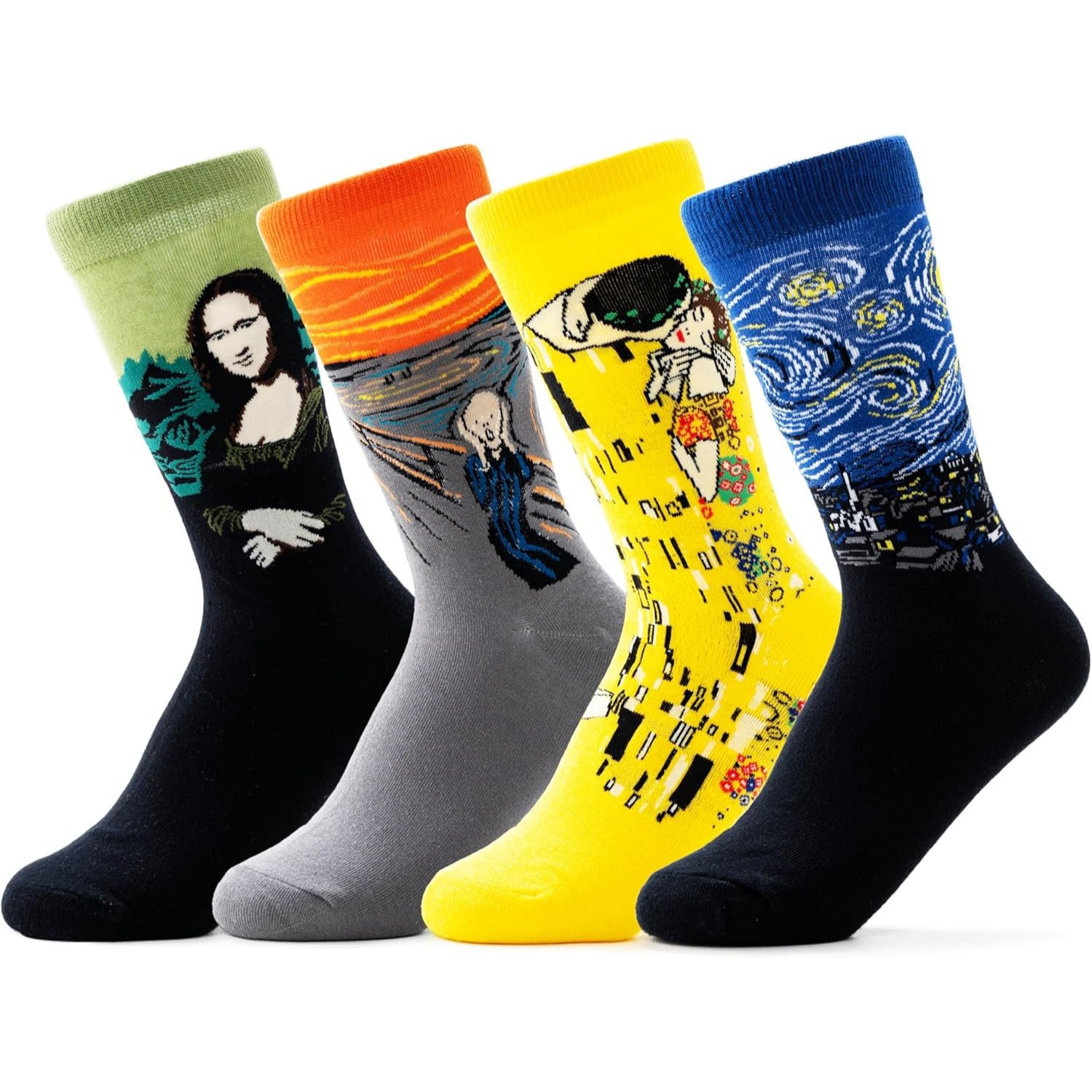 4 Pairs Of Artistic Printed Quirky Socks, Casual Crewsocks, Colorful Funny Women Mensocks, Novelty Crazy Funny Cool With Motif, Eu 36-42