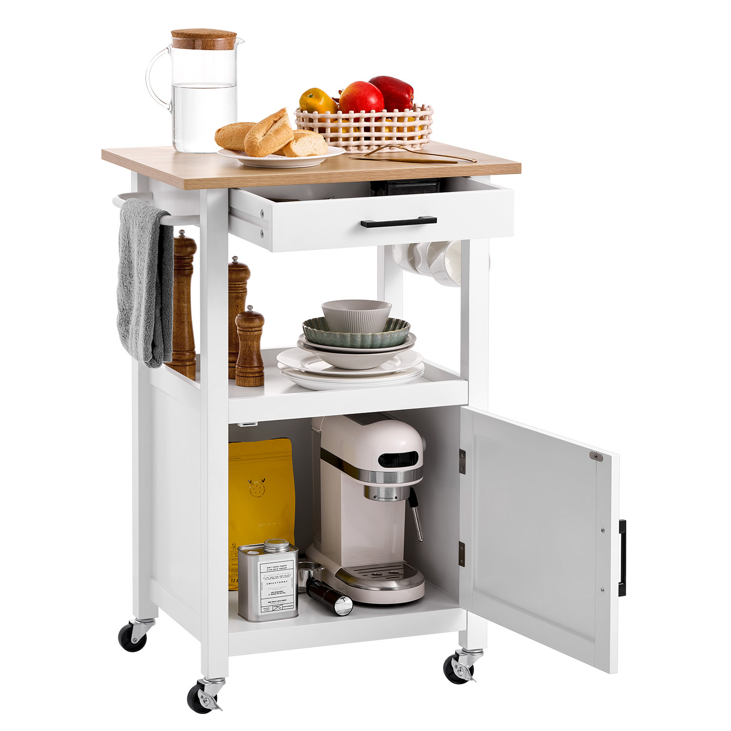 TEMU Table de rangement roulante îlot de cuisine VEVOR 45x59 cm avec armoire à une porte