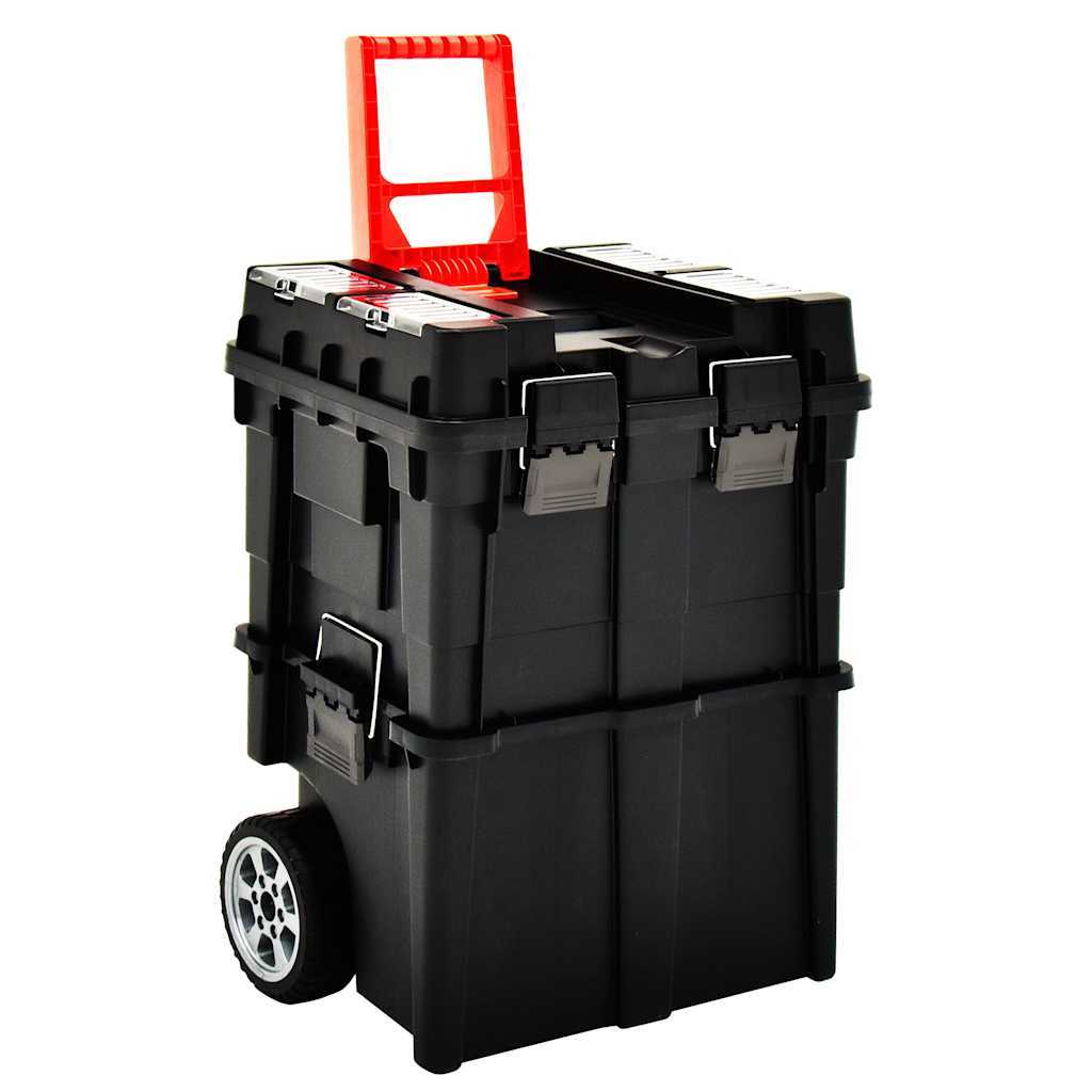Vidaxl Tool Organizer Trolley With Handle Wheels Stackable Tool Box Tool Case Tool Trolley Tool Cabinet 45x36x90cm
