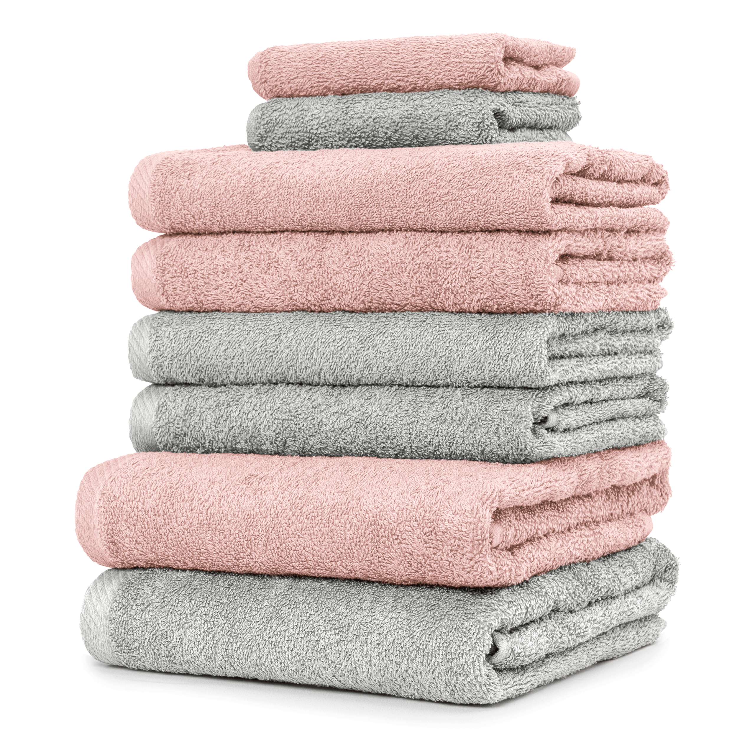 Image of 8-pack Complete Hand Towel Set - Terry Towels With Hanging Loop 4x Hand Towel, 2x Bath Towel, 2x Guest Towel