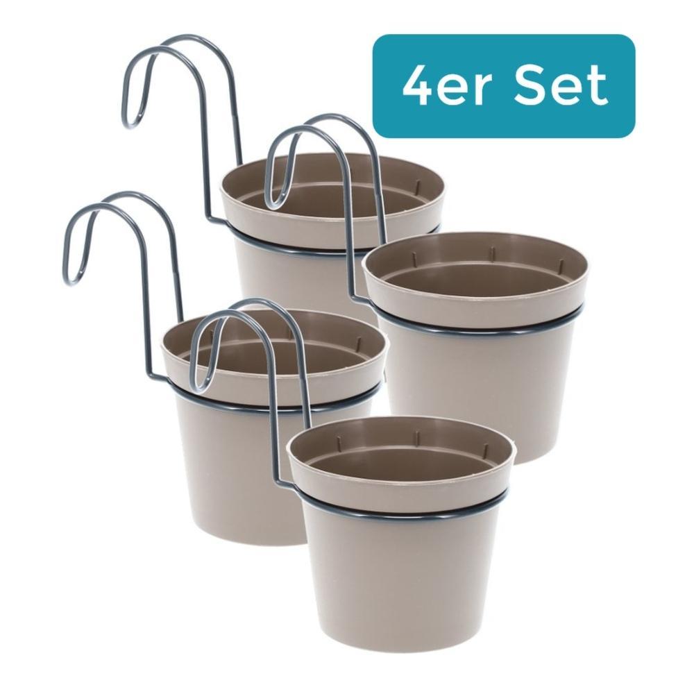 Hanging Flower Pot Set Of 4, Hanging Planter With Hook For Plants, Balcony Hanging Planter Pot With Mounting Bracket