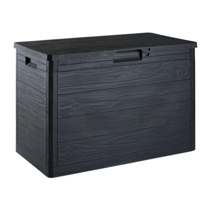E-shop 170L Garten-Aufbewahrungstruhe aus Harz – Wasserdicht, einfach zu montieren – abschließbarer Deckel – 78x55x52 cm – Leichter und langlebiger