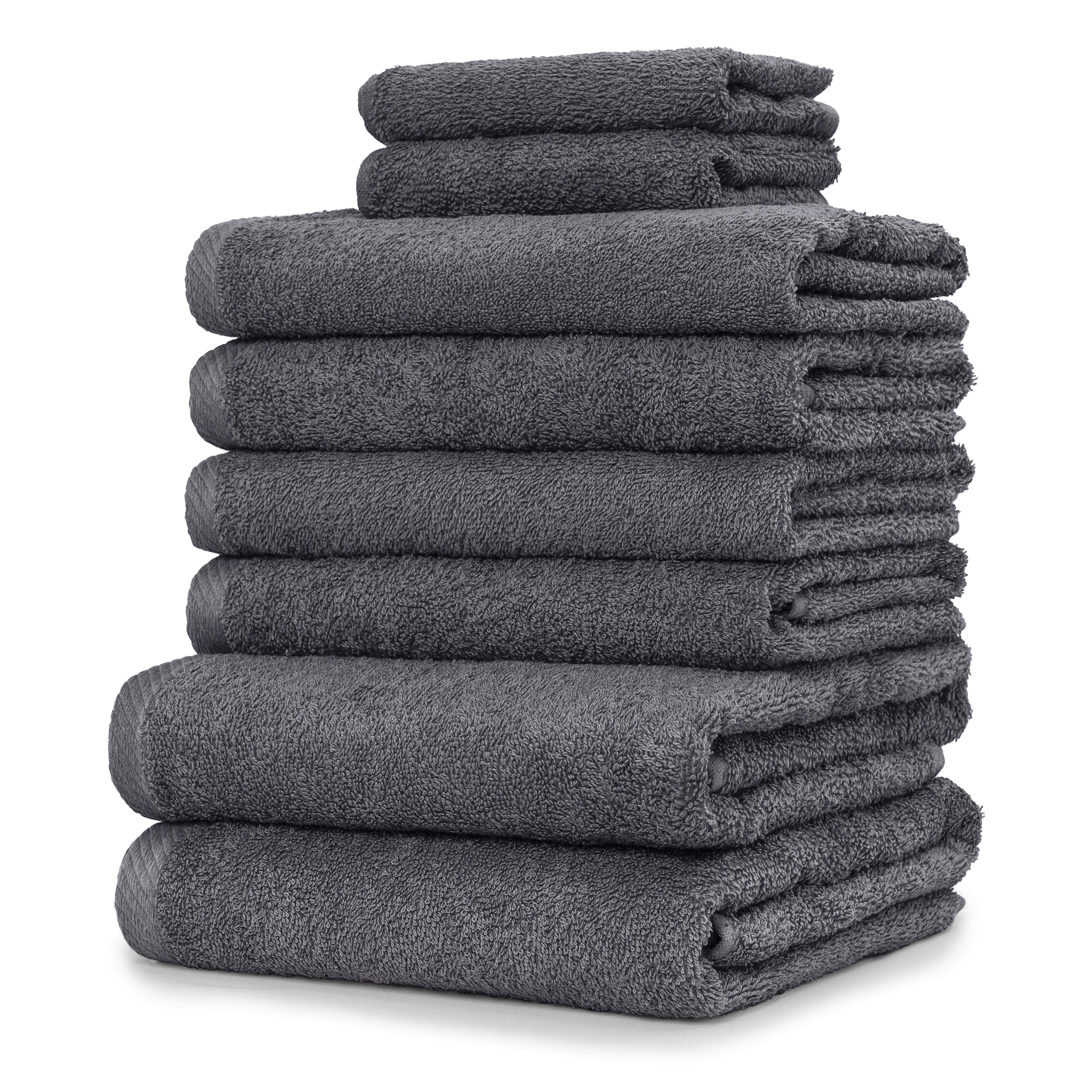 E-shop 8er Pack Handtuch Komplett-Set - Frottee Handtücher mit Aufhängeschlaufe 4X Handtuch, 2X Duschtuch, 2X Gästetuch