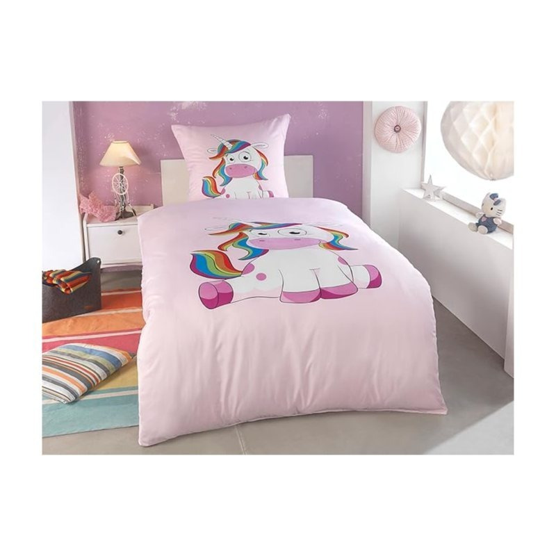Image of Bettwäsche Einhorn 135x200 - Unicorn Bedding Set - Duvet Cover 135x200 Cm + Pillowcase 80x80 Cm - Zipper Closure
