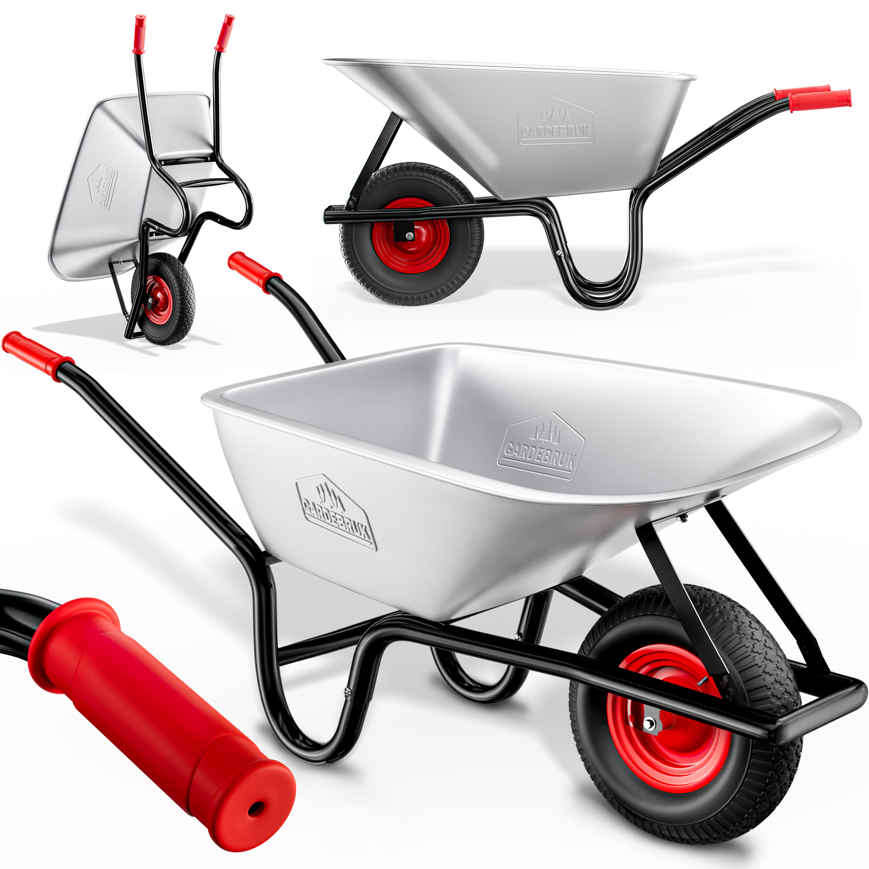 TEMU Gardebruk® Wheelbarrow 100 Up To 250kg Pneumatic Tires With Galvanized Steel Rim Garden Construction Wheelbarrow Garden Wheelbarrow