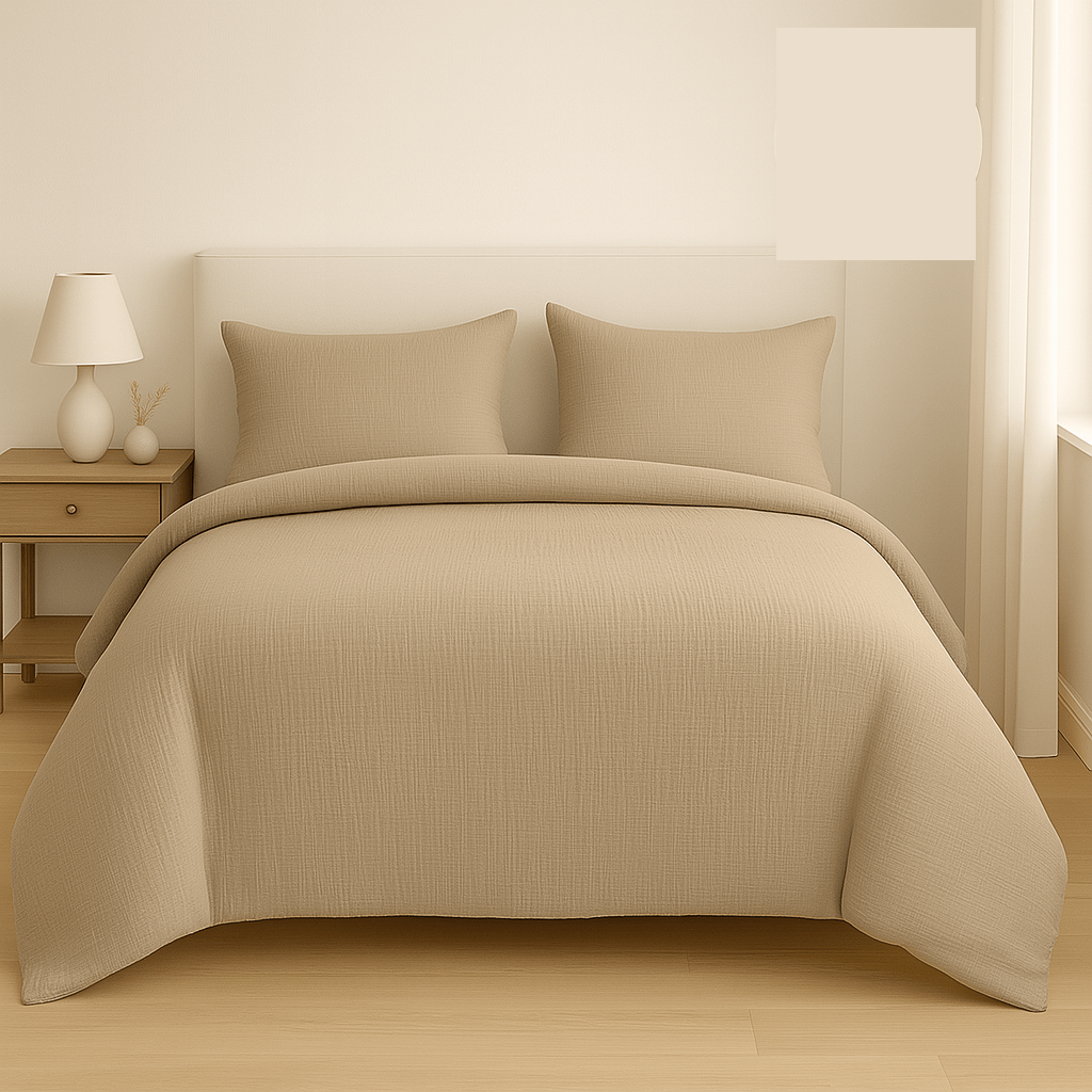 TEMU Housse de Couette Gaze de Coton 125gr/m2 220x240 cm +2 Taies 63x63cm