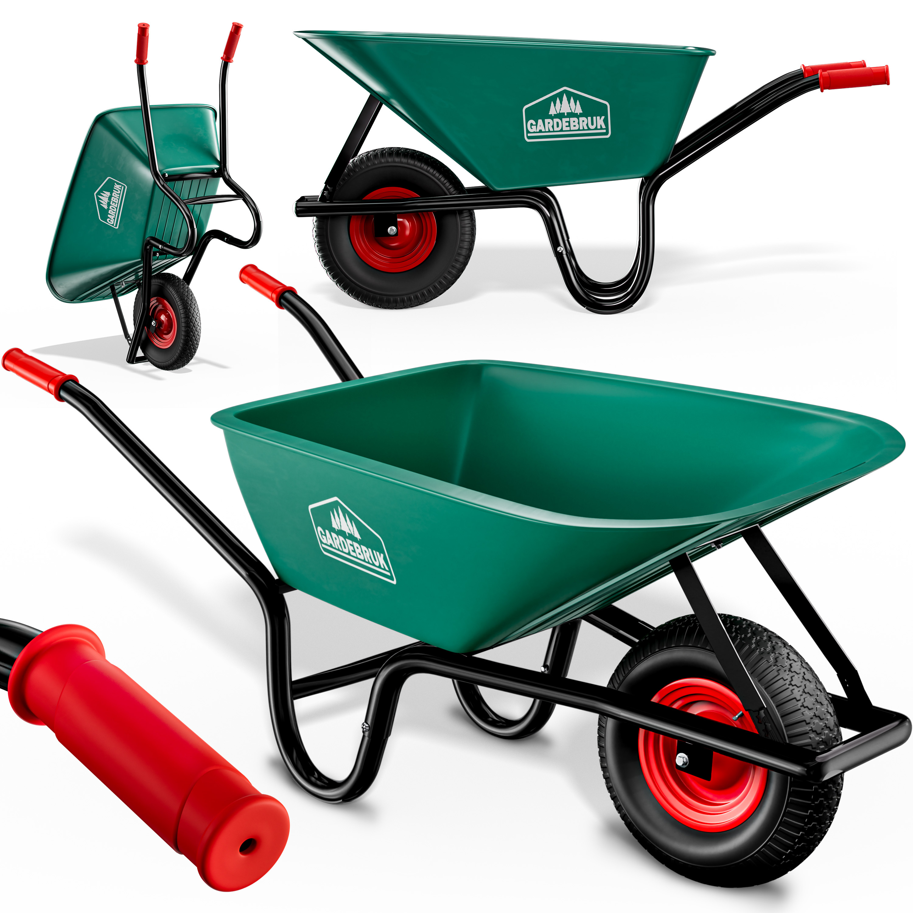 TEMU Gardebruk® Wheelbarrow 100 Construction Wheelbarrow Garden Wheelbarrow Up To 250kg Load Capacity Pneumatic Tires Stable Design With Plastic Tub