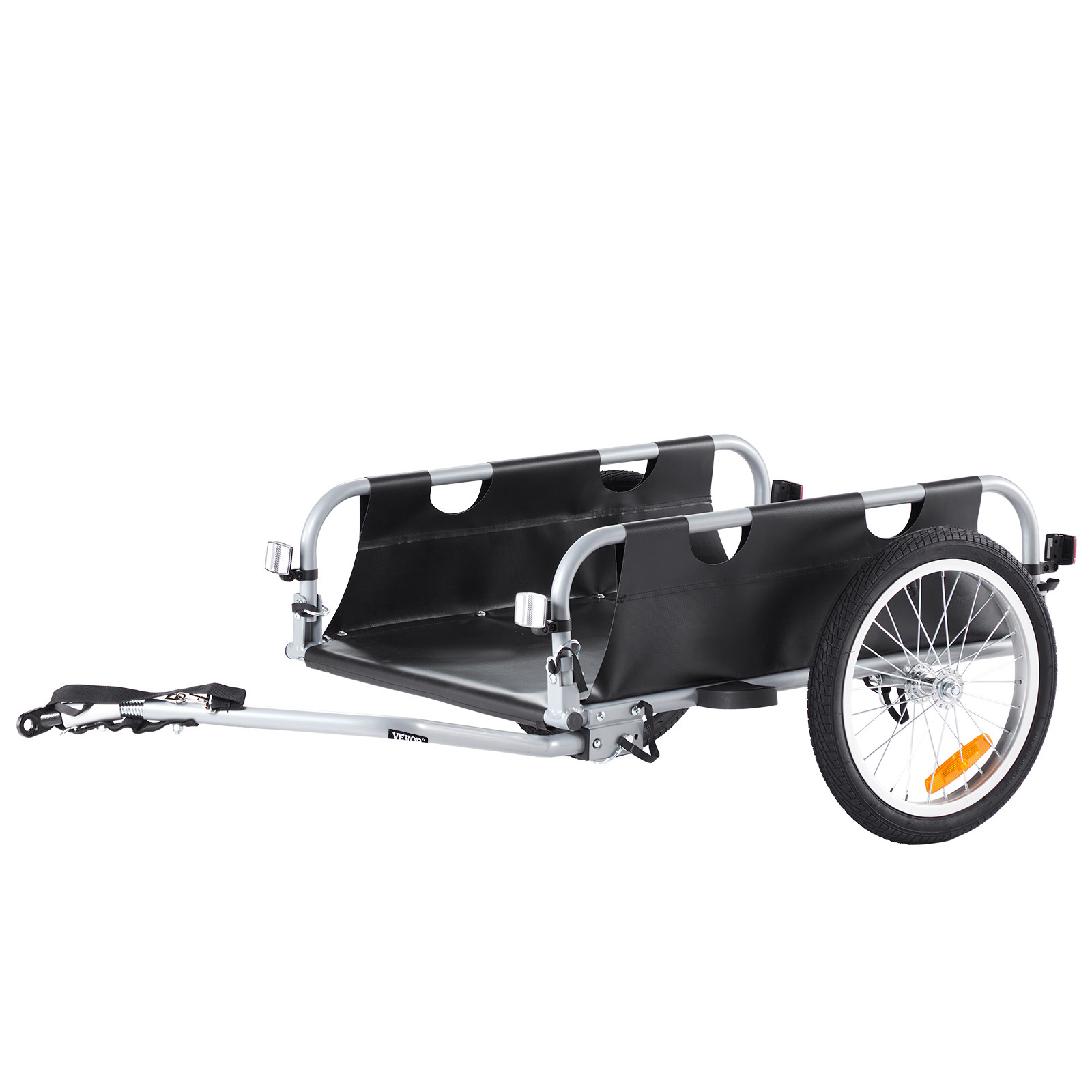 Image of Vevor Bike Cargo Trailer, 100 Lbs Load Capacity, Heavy-duty Bicycle Wagon Cart, Foldable Compact Storage & Quick Release With Universal Hitch, 16" Wheels, Safe Reflectors, Fits 22"-28" Bike Wheels
