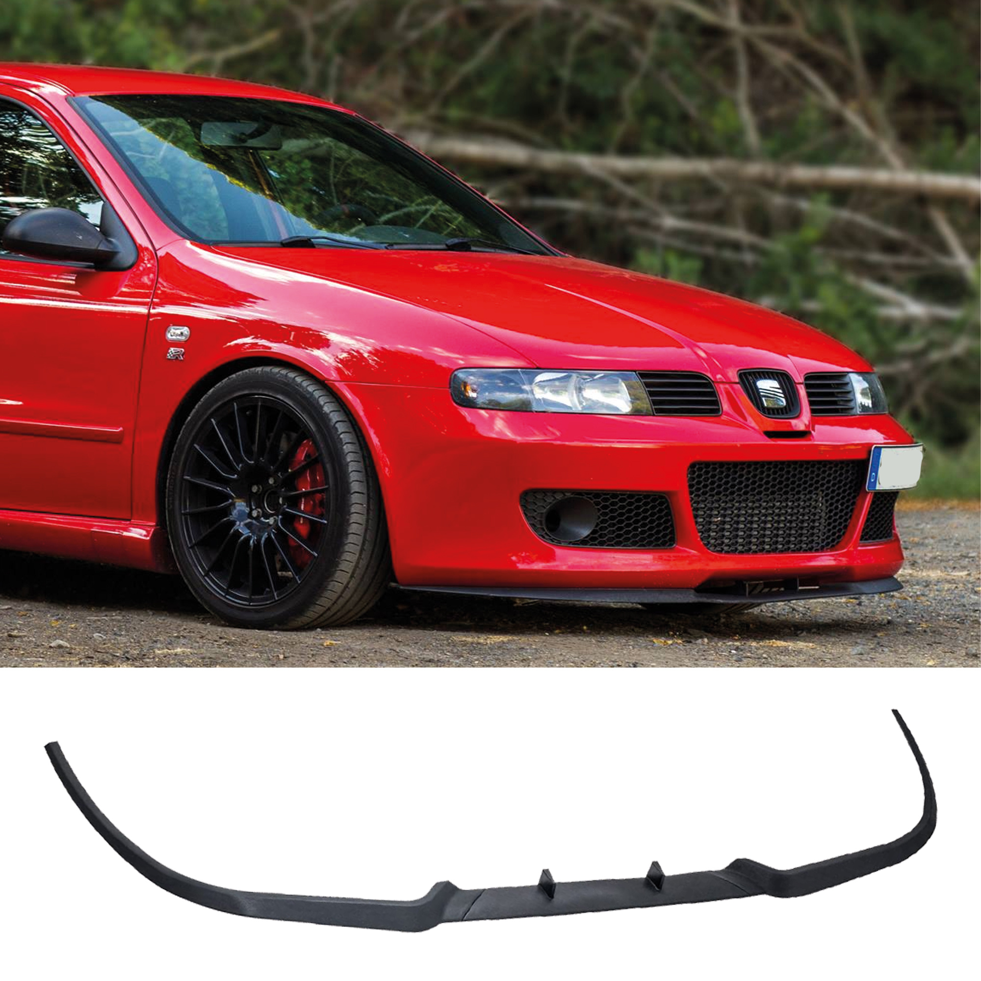Image of Front Bumper Lip For Seat Toledo 1m Mk1 Mk2 Leon Mk1 Mk2 Ibiza Mk3 Mk4 C-type R Model All Cars Diffuser Euro Spoiler Lip Universal Tuning Body Kit Body Part