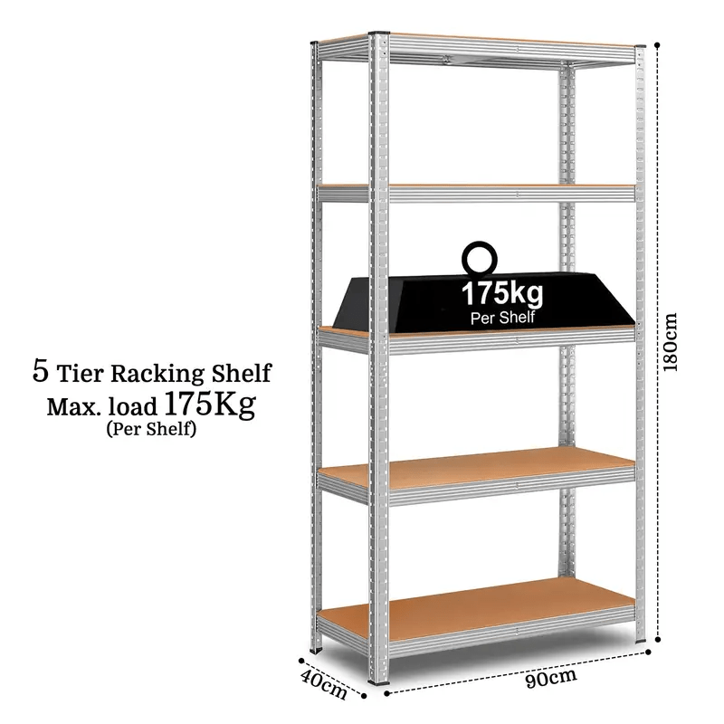 item picture 180x90x40cm 5 tier racking shelf heavy duty garage shelving storage shelves unit 150kg per shelf