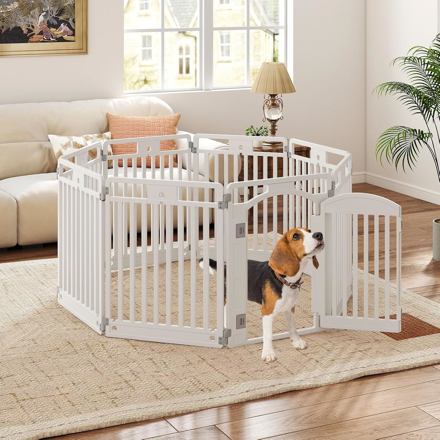 8 Panel Dog Playpen, Indoor Outdoor Portable Expandable Puppy Exercise Pen Dog House