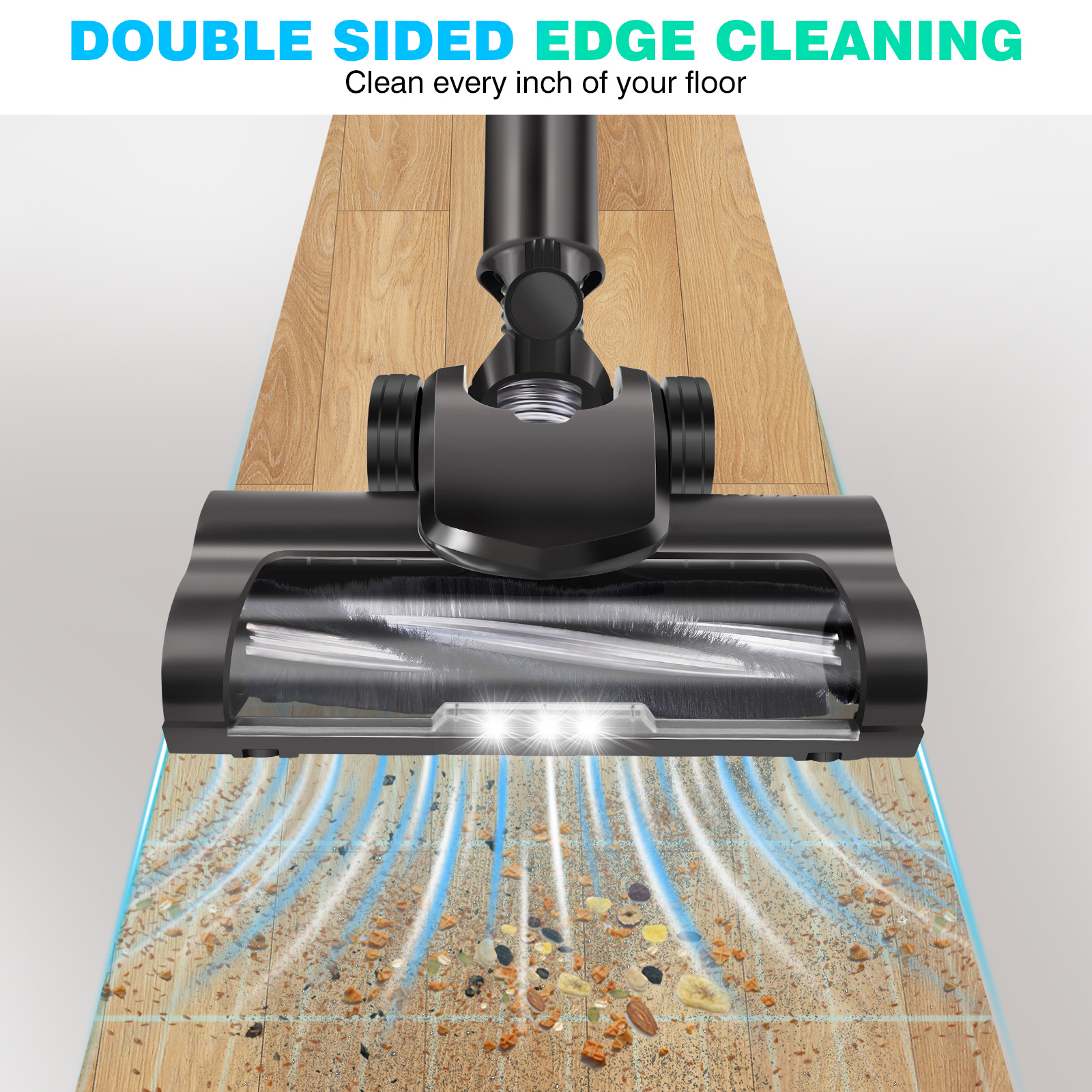 Cordless Vacuum Cleaner, 15KPA Stick Vacuum Cleaners Cordless Powerful 2 Speeds 3 in 1 Lightweight Vacuums with 1pc OR 2pcs 3000mAh Detachable Rechargeable Battery for Pet Hair/Hardwood Floors/Tile