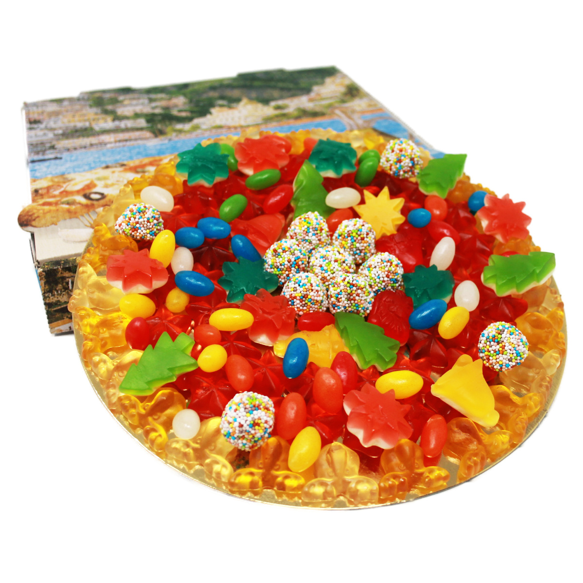 Image of Fruit Gum Christmas Pizza In A Pizza Box Airtight Sealed 500g