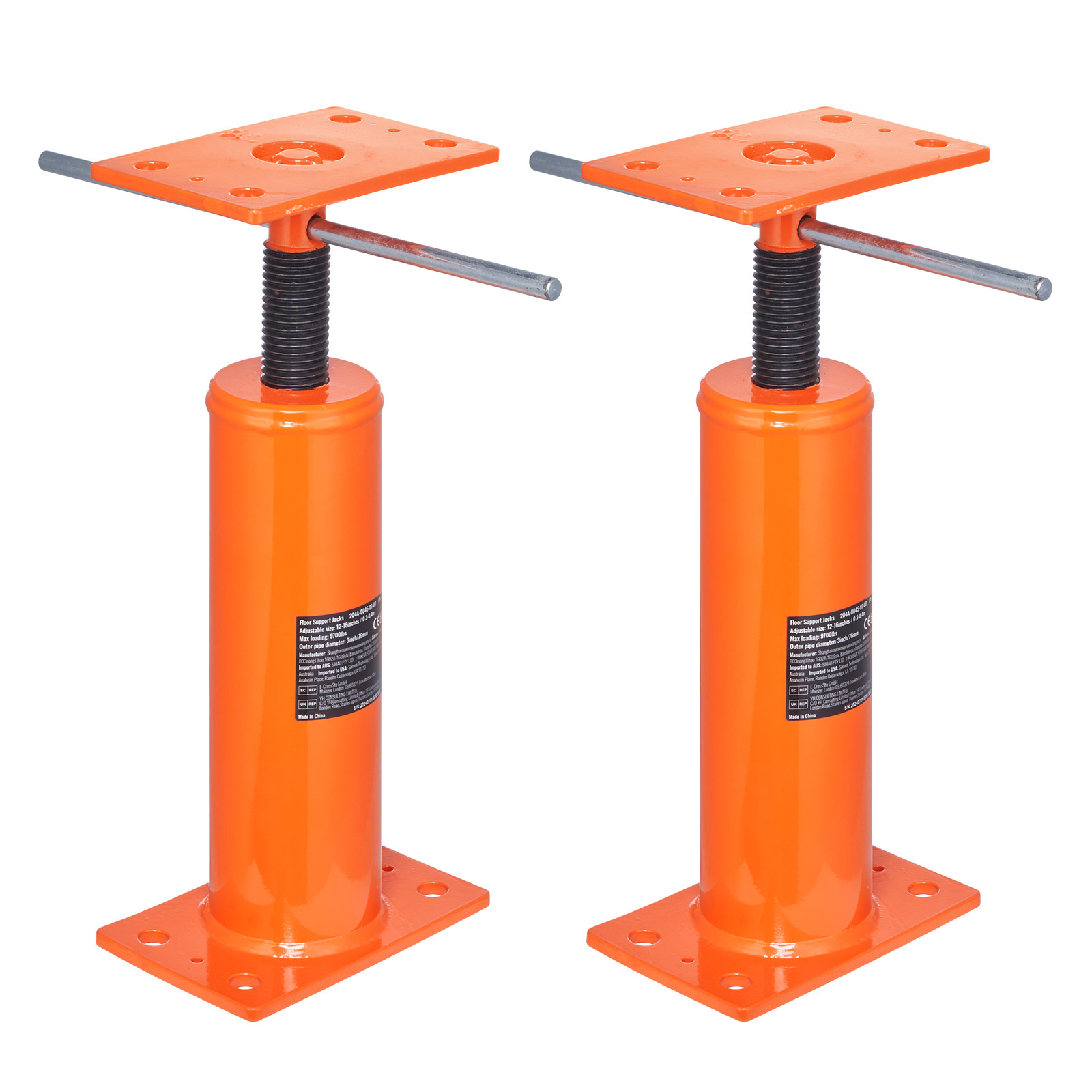 Vevor 2pcs Adjustable Floor Jack Floor Leveling Lift 30.48-40.64 Cm