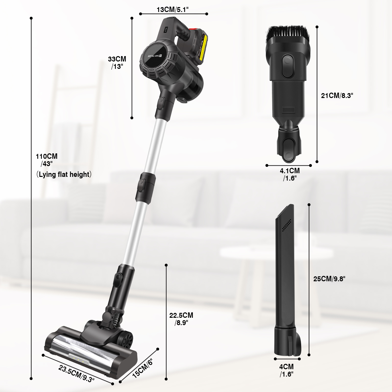 Cordless Vacuum Cleaner, 15KPA Stick Vacuum Cleaners Cordless Powerful 2 Speeds 3 in 1 Lightweight Vacuums with 1pc OR 2pcs 3000mAh Detachable Rechargeable Battery for Pet Hair/Hardwood Floors/Tile