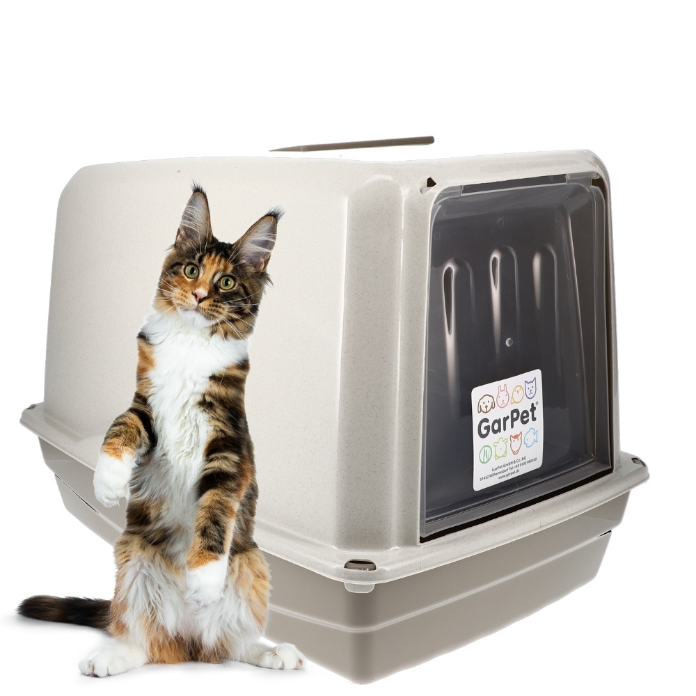 Image of Litter Box With Lid, Cat Toilet Xxl Large Cat Litter Box Hood Toilet Grey Including Activated Carbon Filter, Closed Cat Toilet