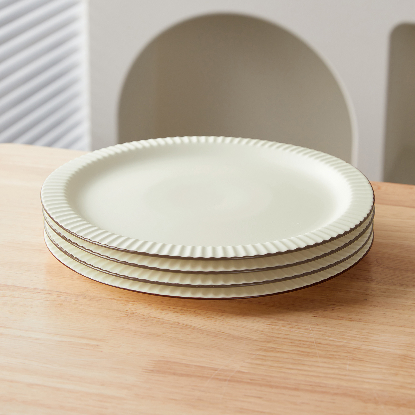 TEMU Juego de 4 Piezas, Platos de 10 Pulgadas, Ø25.4 cm, Vajilla, Platos para Pasta, Platos para Pan, Diseño Minimalista, Gran Capacidad,