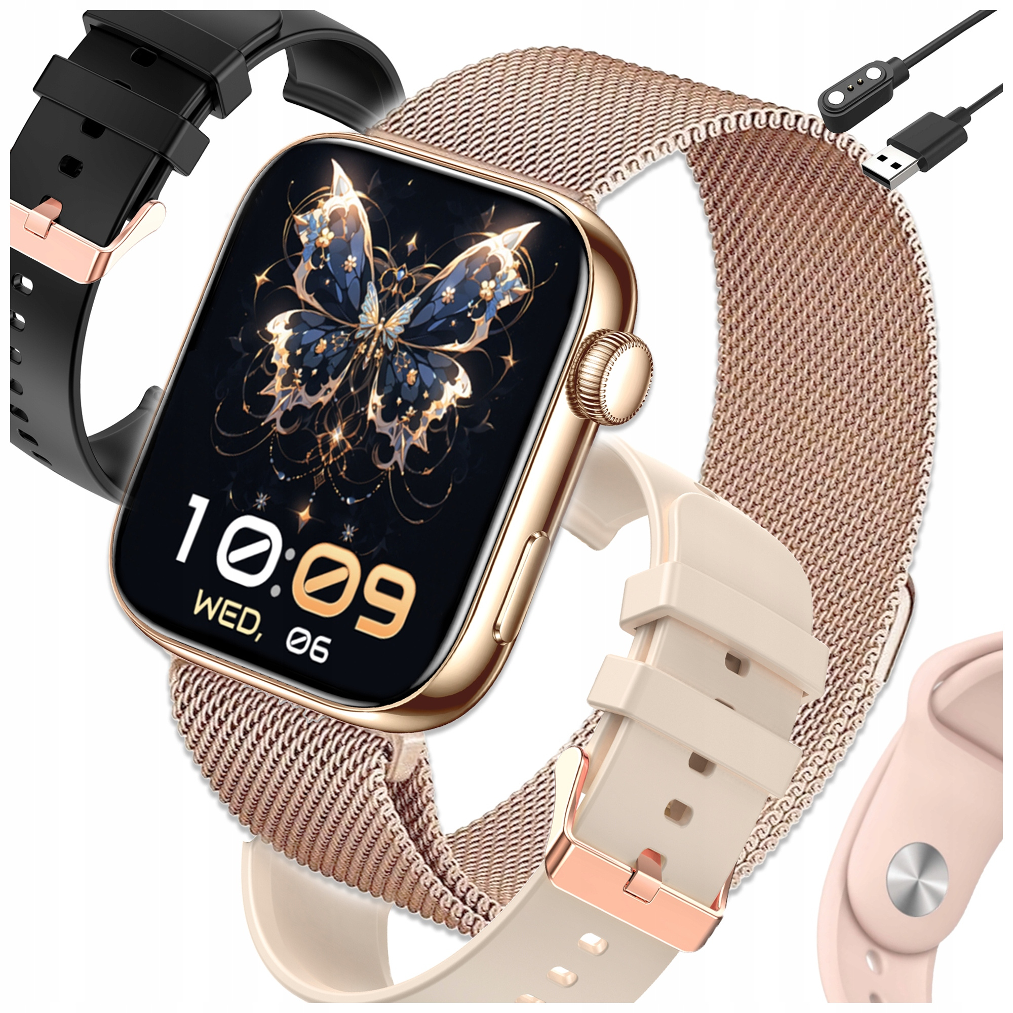 TEMU Men's Smartwatch With Polish Health Menu, 4 Bands