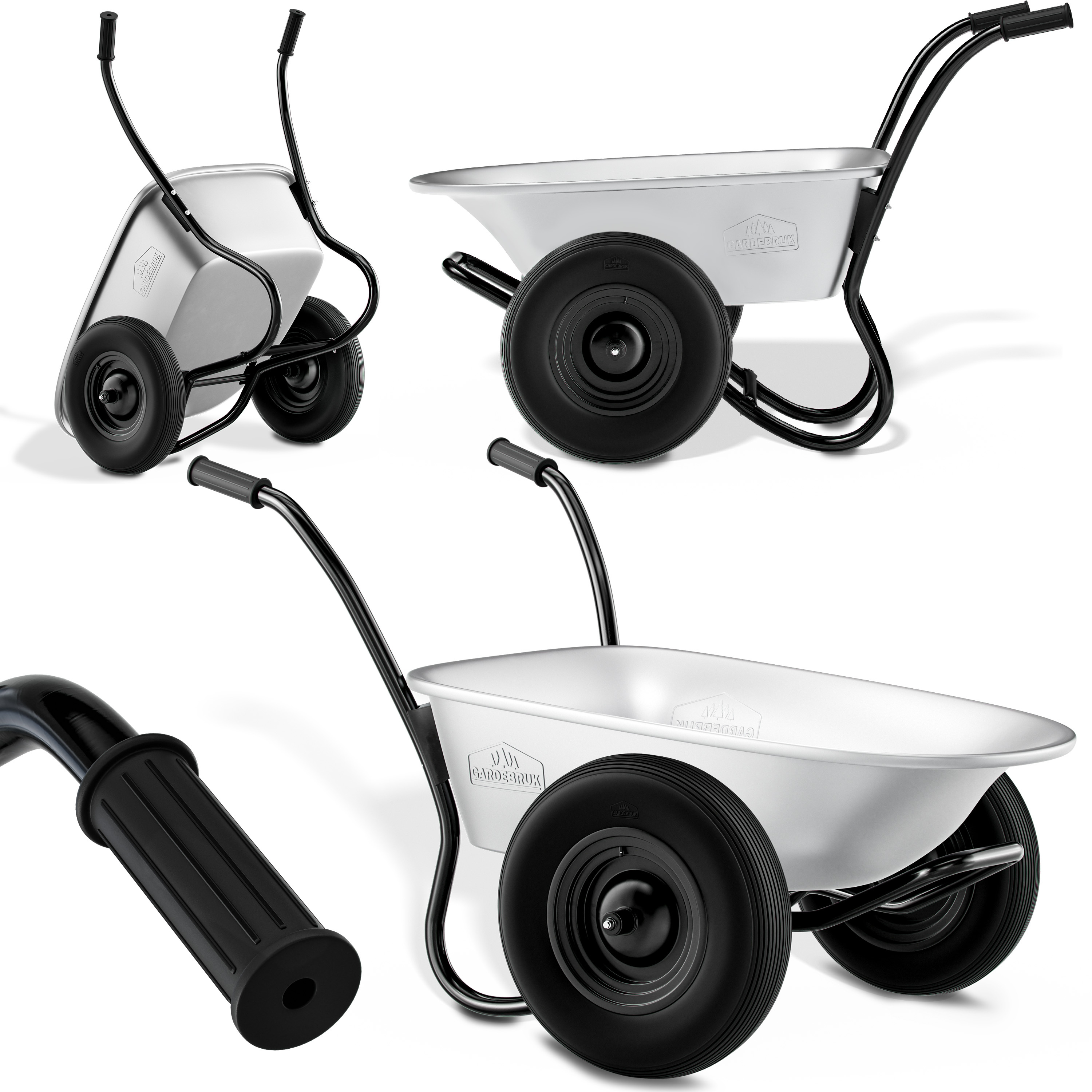 TEMU Gardebruk® Wheelbarrow 150kg 100l Steel Rim 2 Air Tires Auto Valve Sliding Bearing