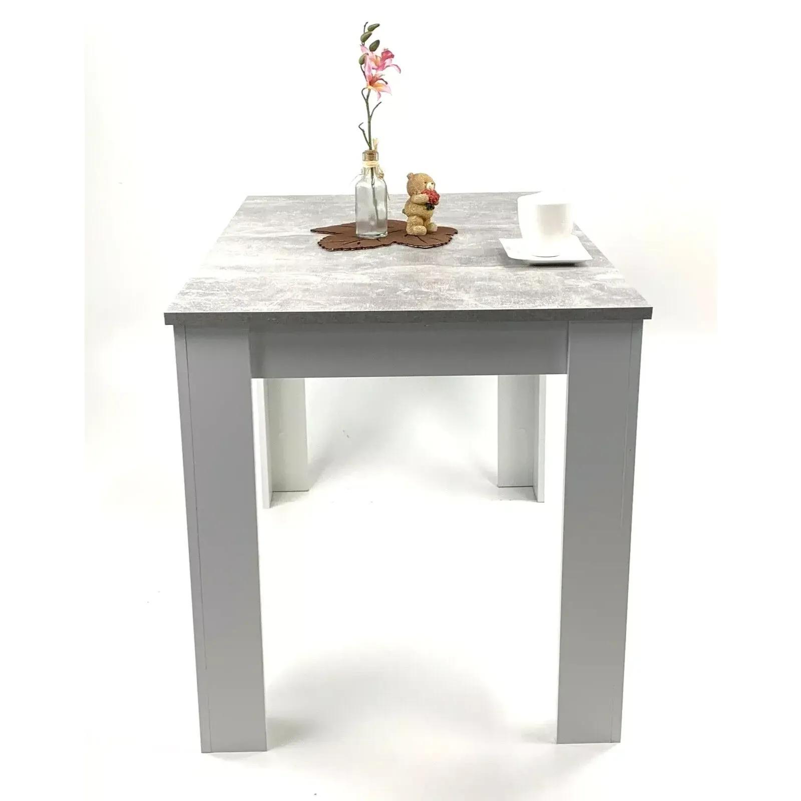 Image of Dining Table Concrete Look White 110x70cm, New Dining Room Table, Kitchen Table