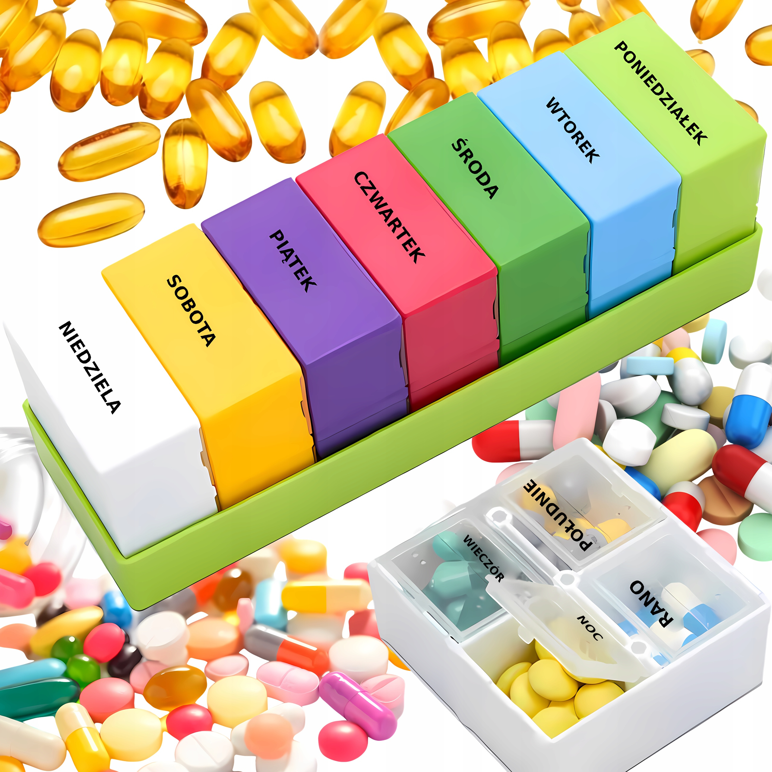 TEMU Weekly Pill Box, A 7-day Case With 4 Daily Compartments, Ideal For Organizing Medications, Supplements, And Vitamins. A Polish Product, Durable