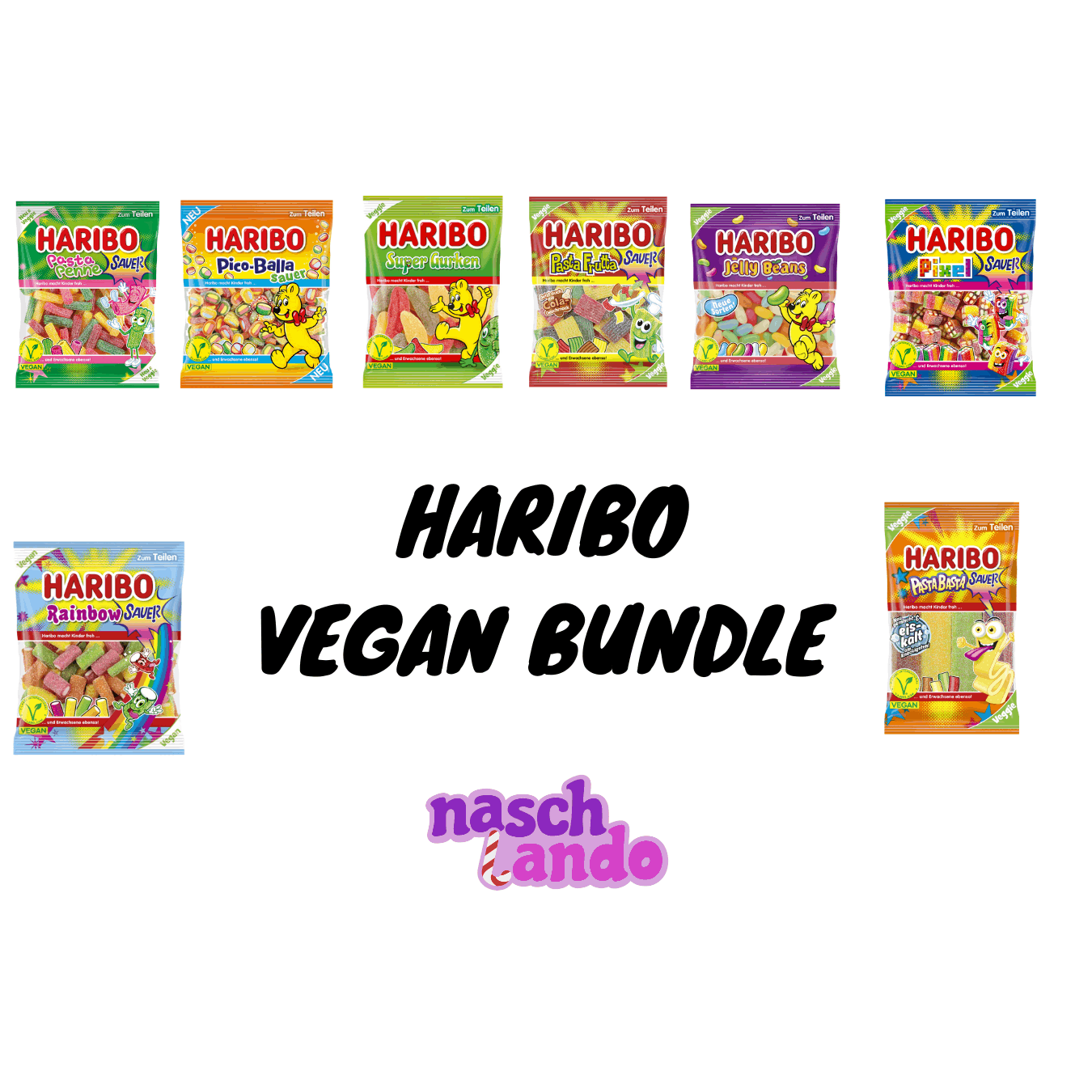 E-shop HARIBO XXL VEGAN MIX PAKET bestehend aus VEGANEN SORTEN keine Tüte doppelt perfekt für´s Büro oder Familienfeiern