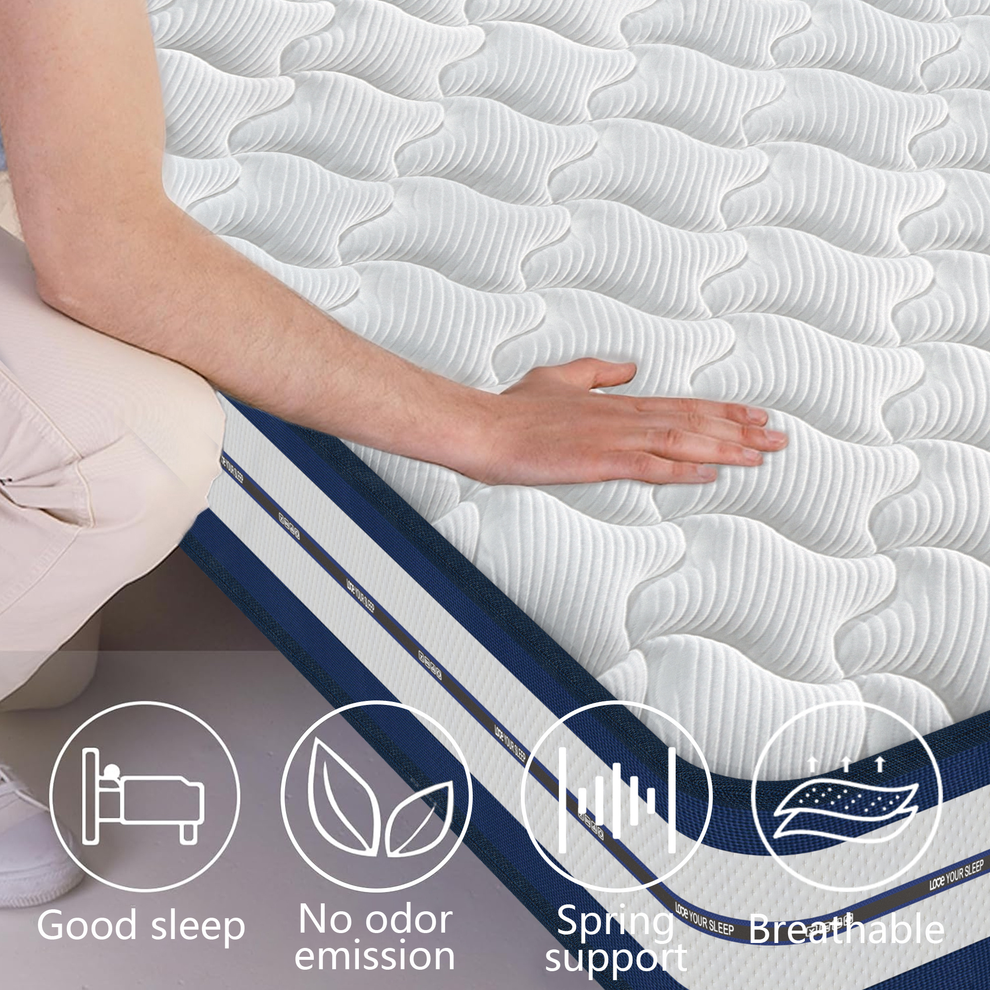 double mattress 135x190x28  pocket springs memory foam   7 zone   support 2cm cool gel layer reinforced guard ships in 31cm tube christmas halloween 200 night trial details 1