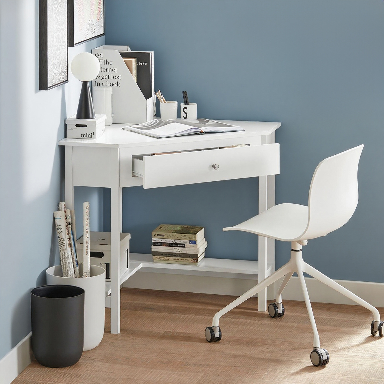 TEMU Table Bureau d'Angle Bureau informatique avec Tiroir SoBuy FWT31-W