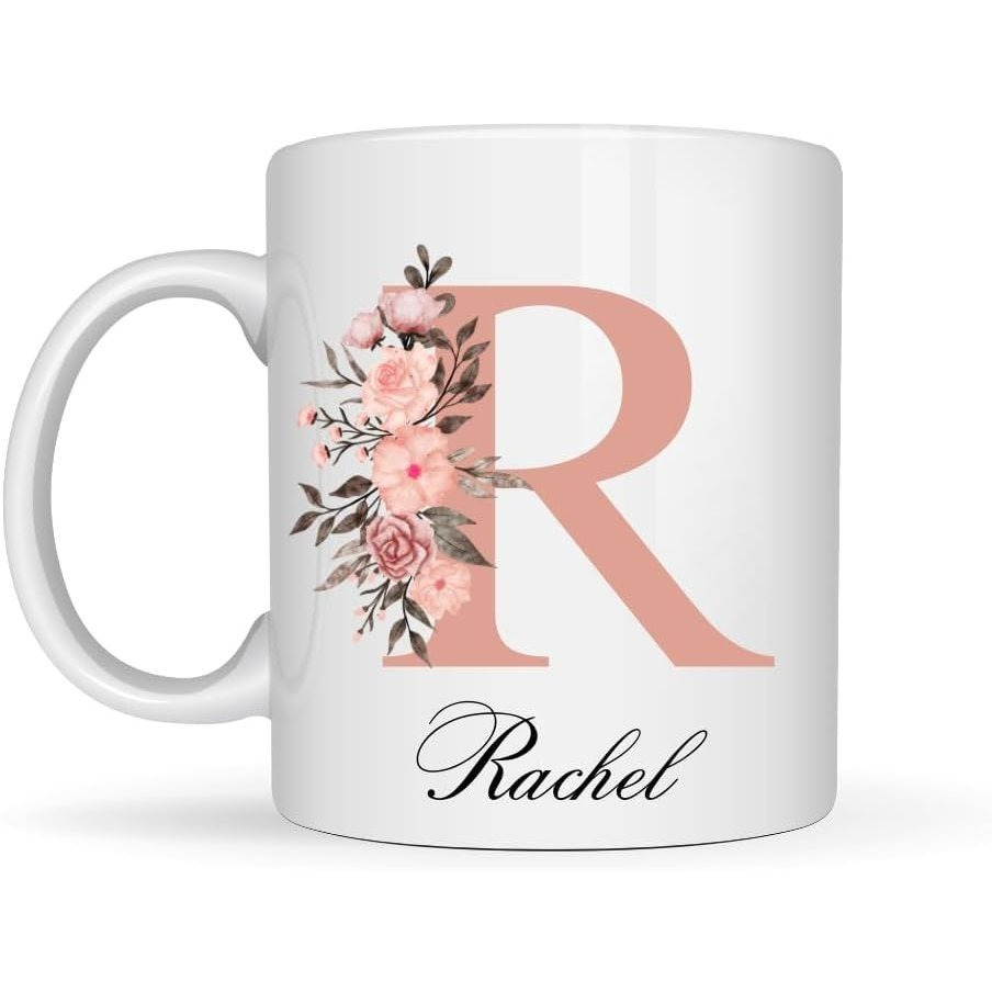 TEMU Personalized Mug With Initial & Name – Double-sided Print, 11oz Ceramic Coffee Cup, Monogram Letter Gift For Women, Mom, Dad, , Birthday,