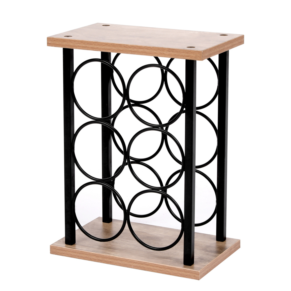 Image of Wine Rack For 6 Bottles Made Of Wood In Black – Compact Bottle Rack For Storage And Presentation, Stable Rack For Wine Bottles, Space- Storage System For Kitchen, Living Room Or Cellar.