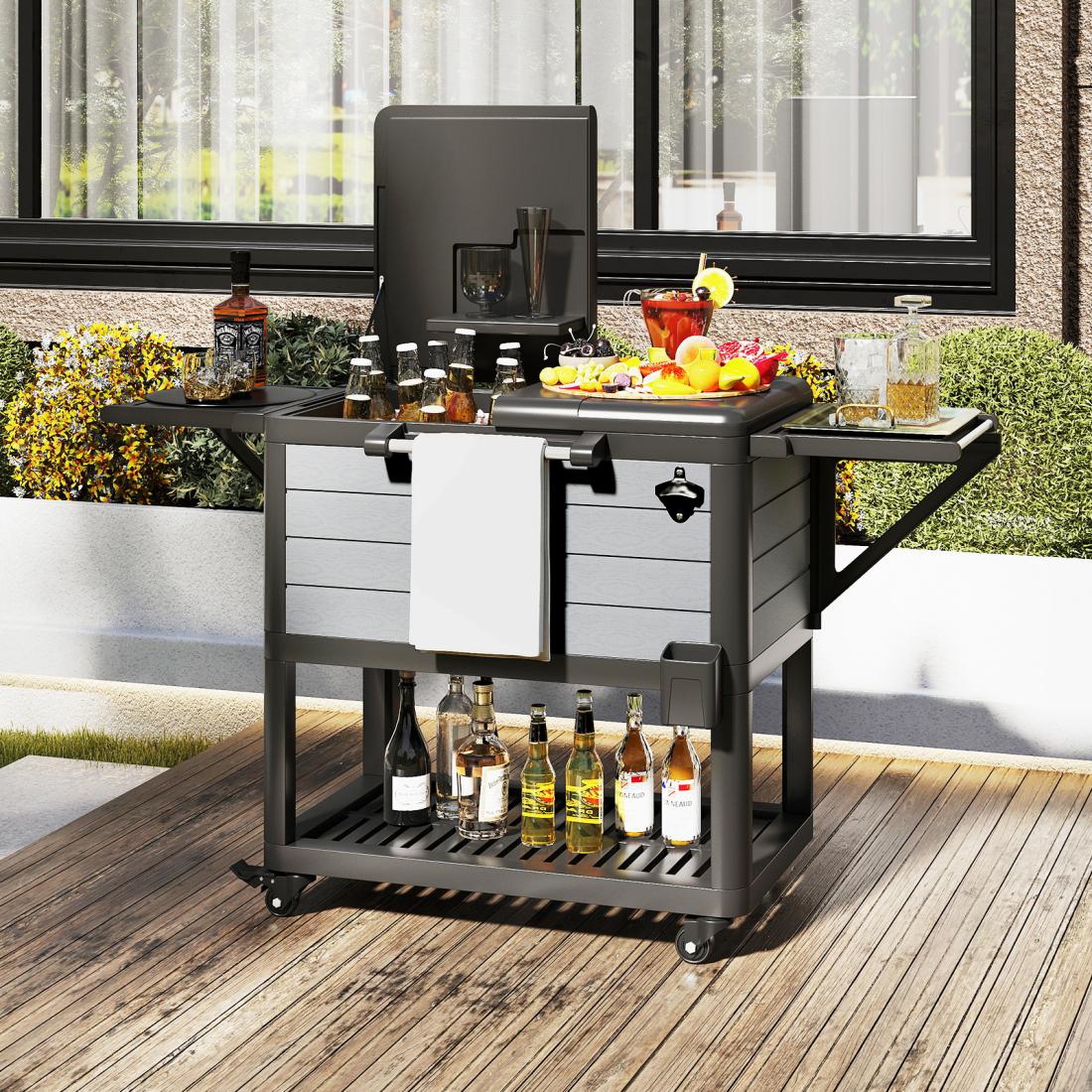 Rolling Trolley With Large Capacity Of 91 L, Outdoor Drink On Wheels, Mobile Drink Trolley