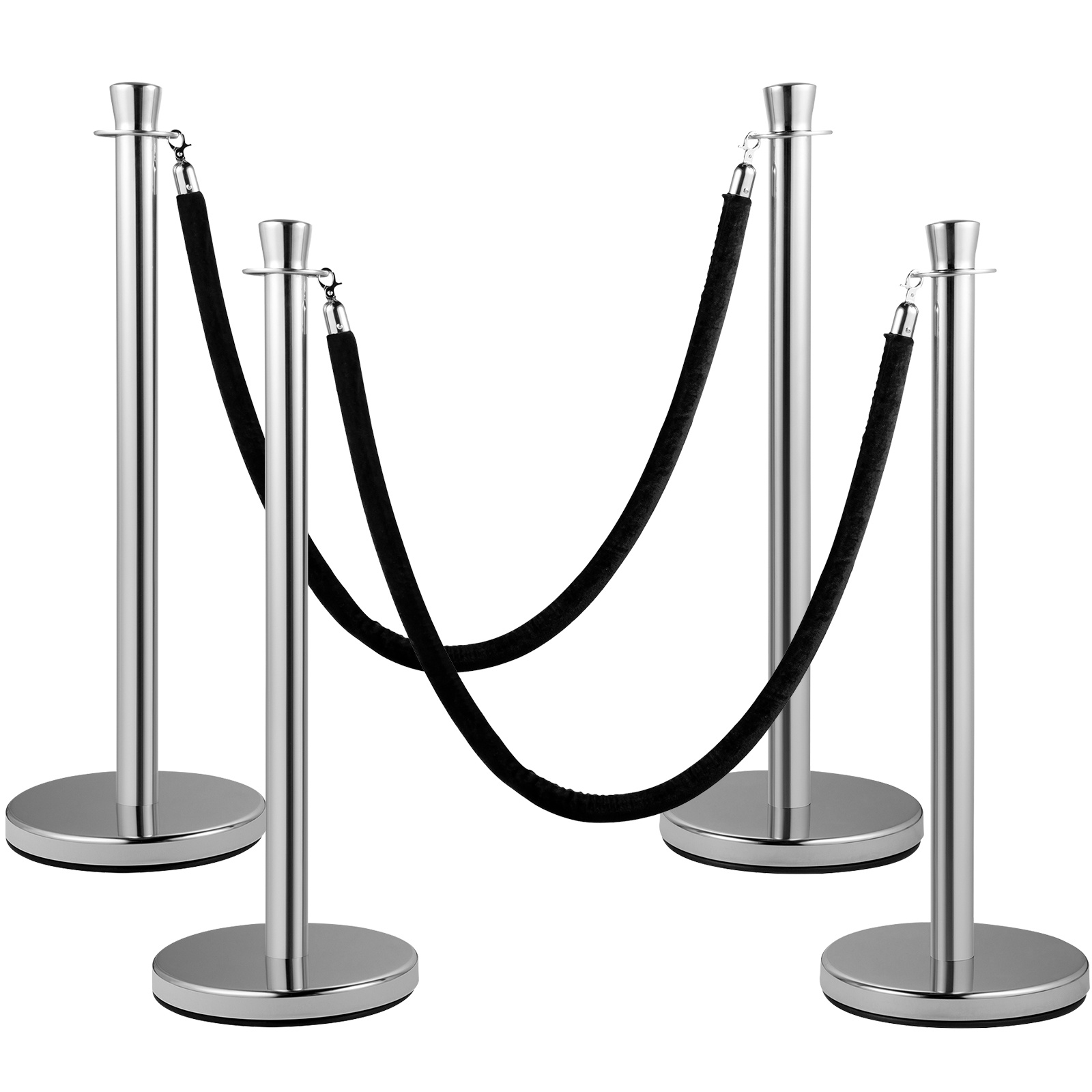 Image of Vevor , Set Of 2pcs Set, Set With 5 Ft/1.5 , Silver Barrier With Sturdy Concrete And Metal Base - Assembly