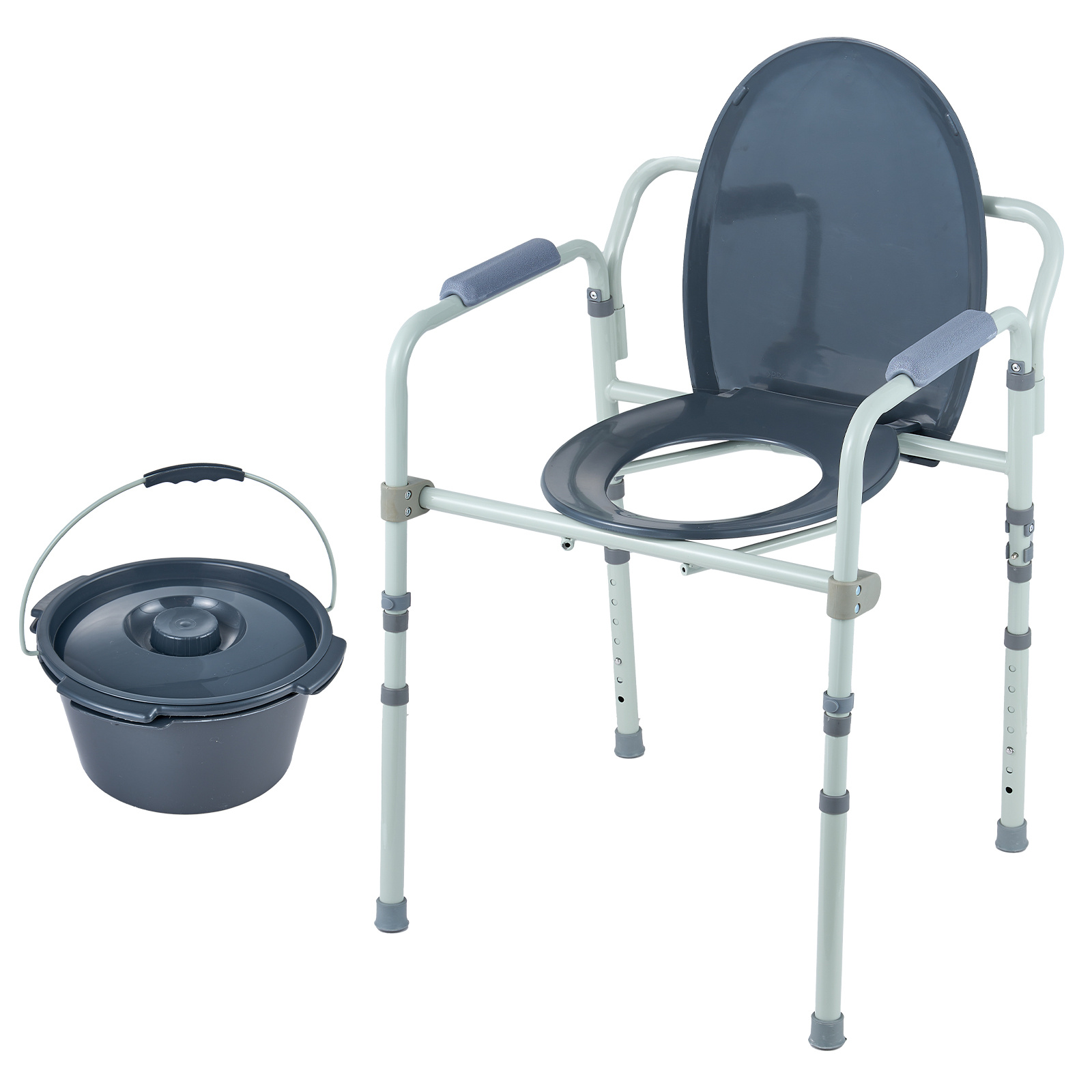 TEMU VEVOR Sedia Toilette, Toilette da Letto con Sedile Pi羅 , Altezza Regolabile a 7 Livelli, Secchio Rimovibile da 5,8L, Facile da , Capacit� 350