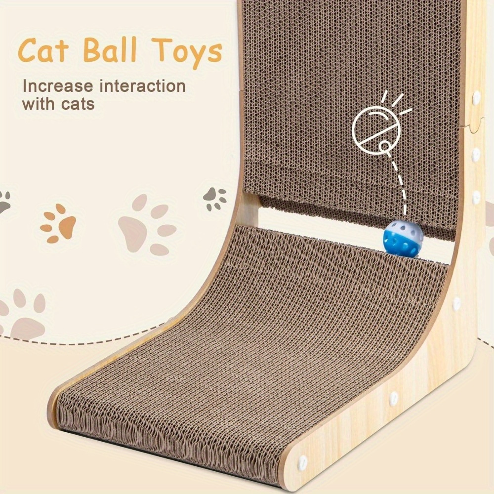 L Shape Cat Scratching Board with Ball Toy