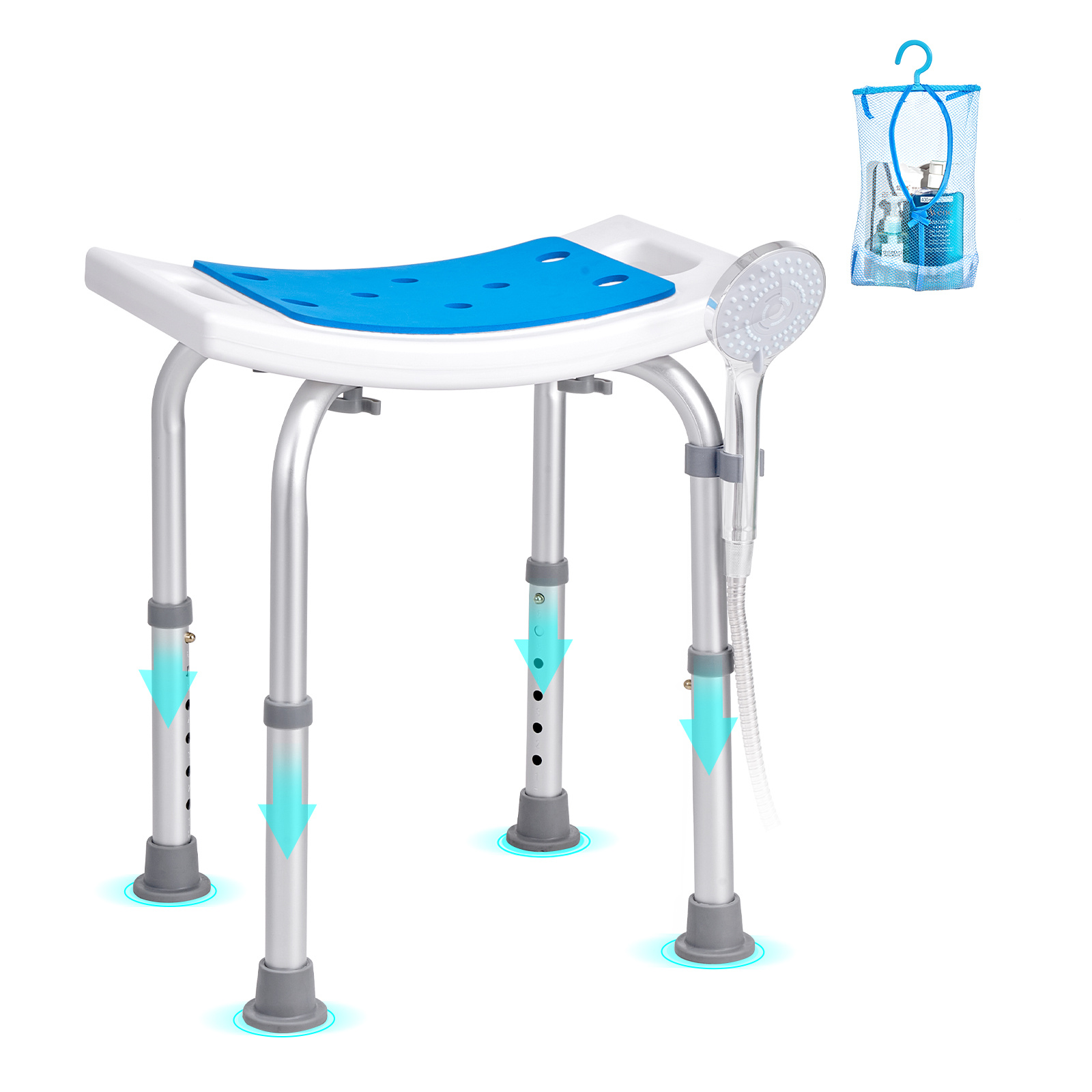 TEMU Silla de Ducha VEVOR, Taburete de Ducha Ajustable, Asiento de Ducha para Interior de Ducha o Bañera, Antideslizante para Mayores Discapacidad,